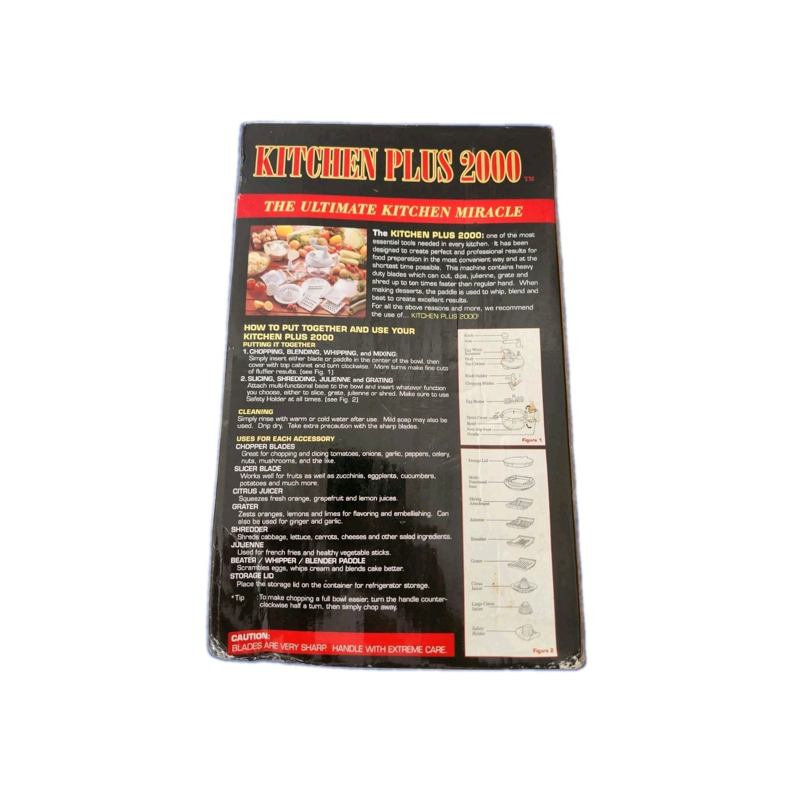 Kitchen Plus 2000 Manual Food Processor Chopper Slicer Open Box New Complete Kit