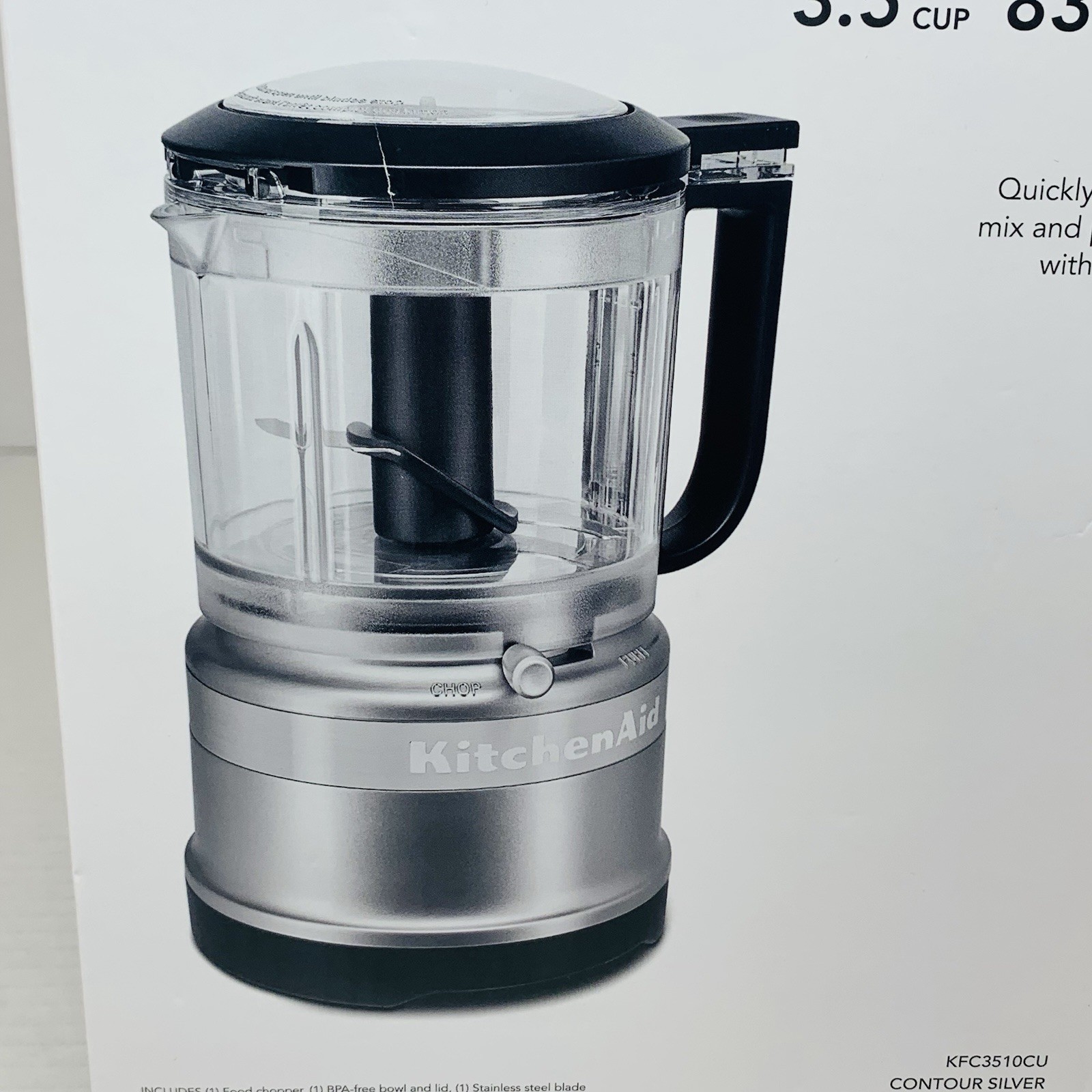 KitchenAid 3.5 Cup Food Chopper Contour Silver – KFC3516CU – Chop – Mix – Purée