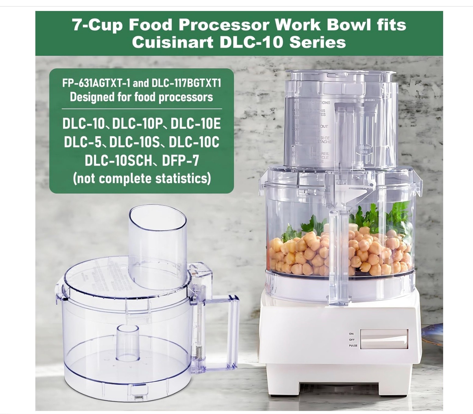 NEW! 7 Cup Food Processor Bowl/Lid FP-631AGTXT-1 Fits Cuisinart DLC-10 DLC-10SY
