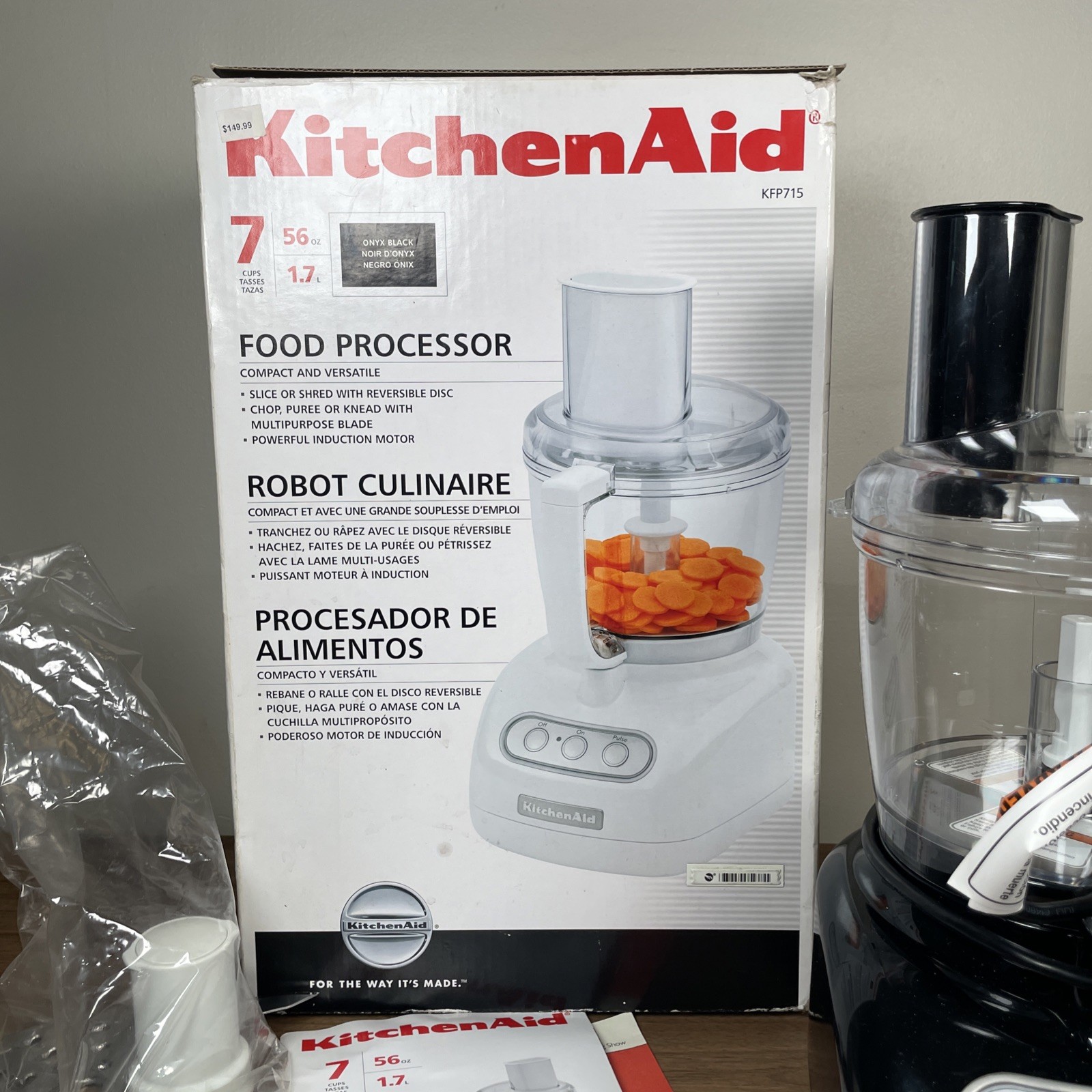 KitchenAid KFP715 7-Cup Black Food Processor New OPEN BOX
