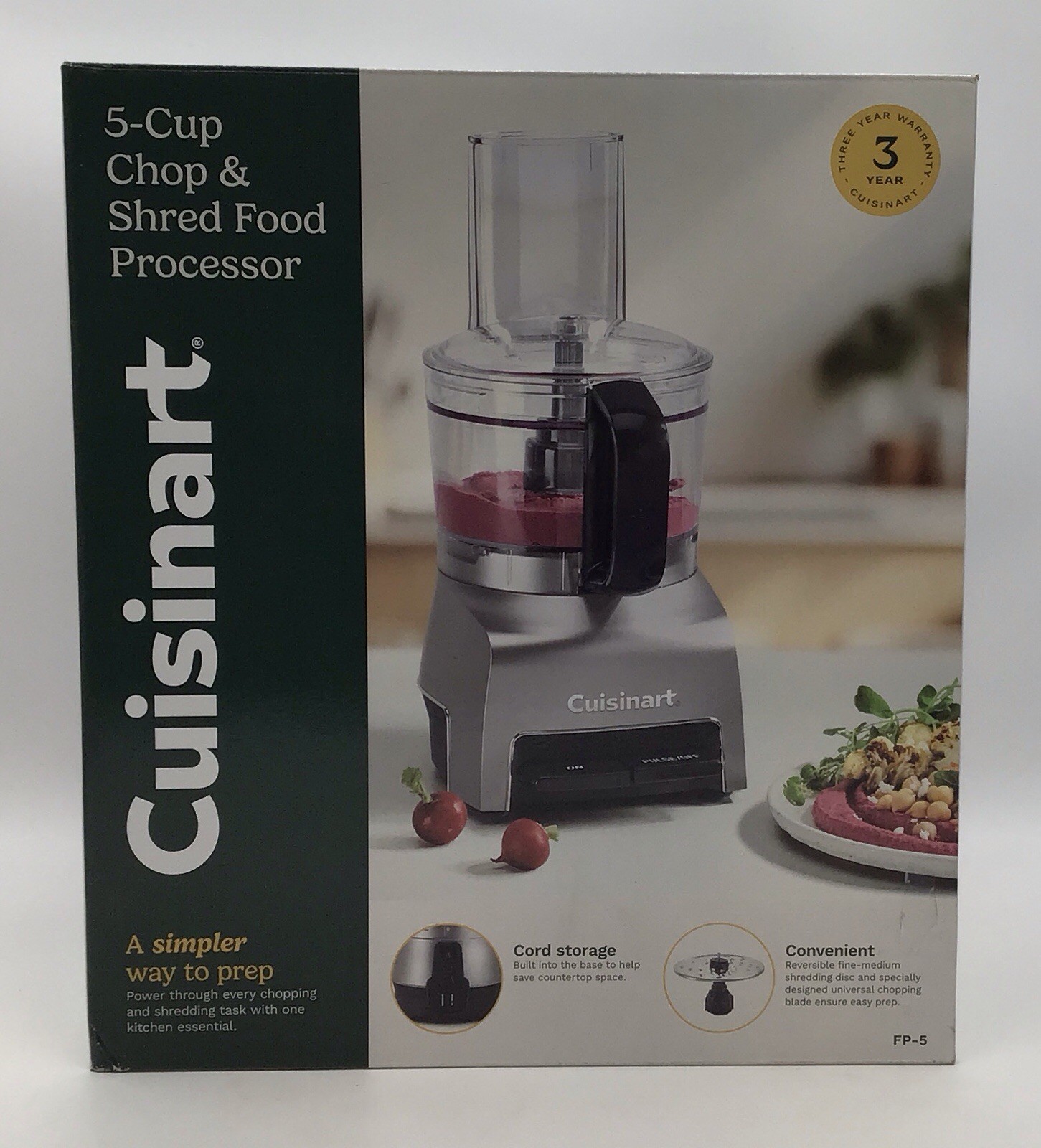 CUISINART 5 CUP CHOP & SHRED FOOD PROCESSOR GRAY – OPEN BOX