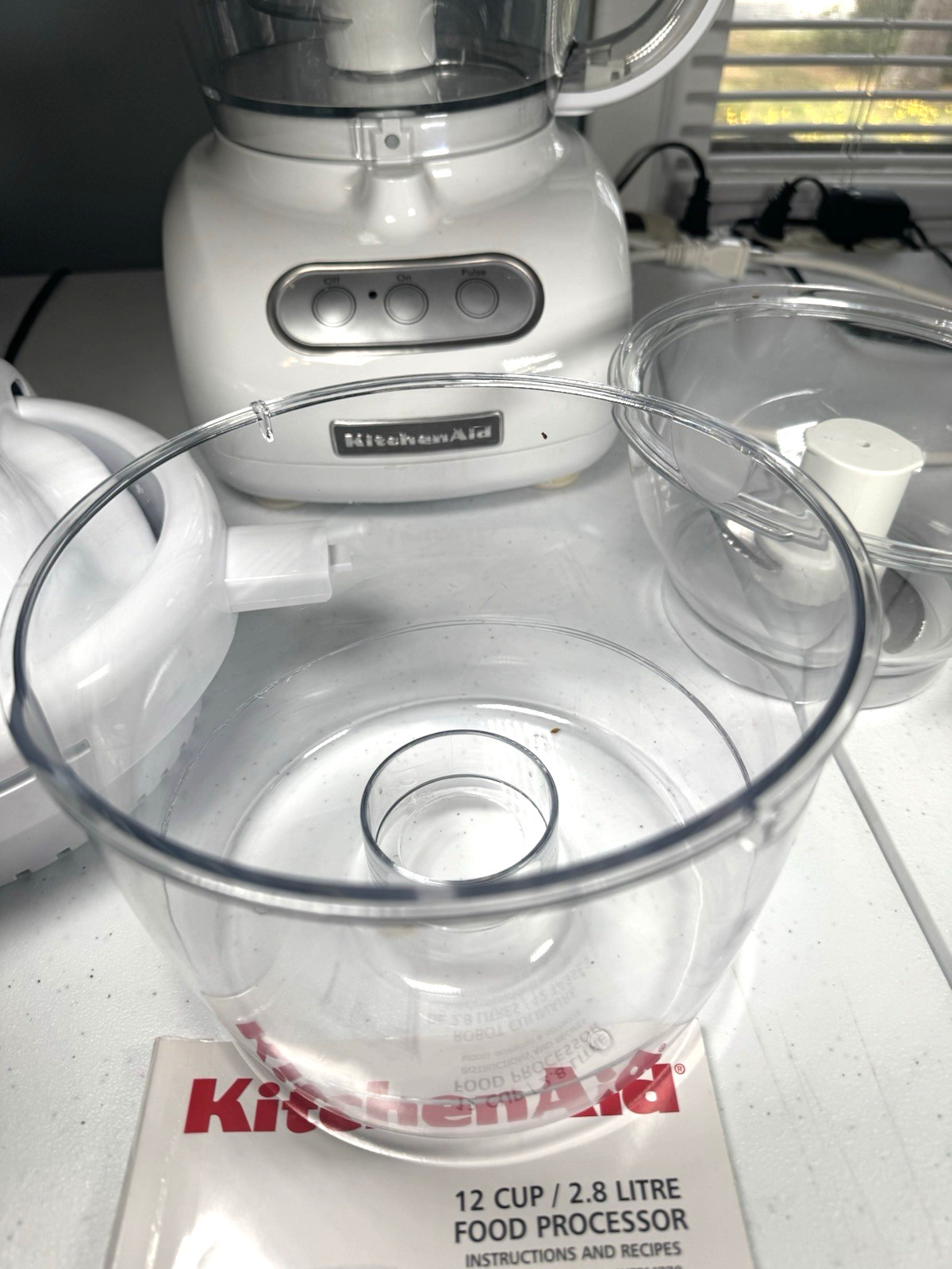 Kitchen Aid 12 Cup Food Processor Model 4KFPW760 With Accessories White w/Manual