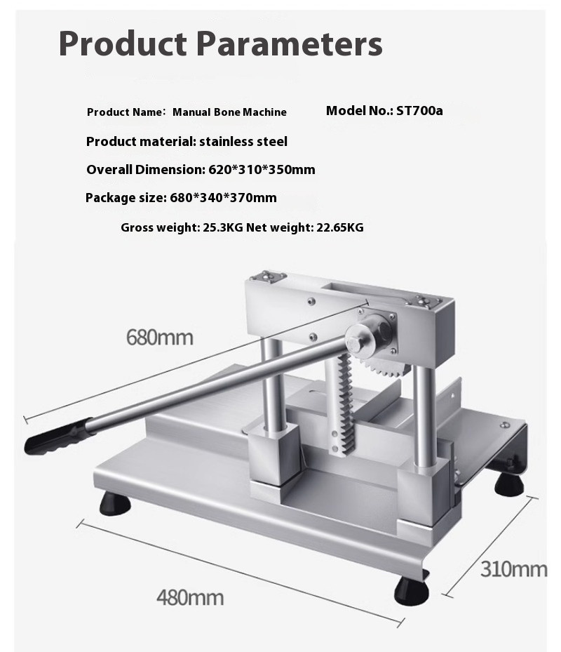 Stainless Steel Manual Guillotine Pork Trotters Tube Bone Ribs Machine