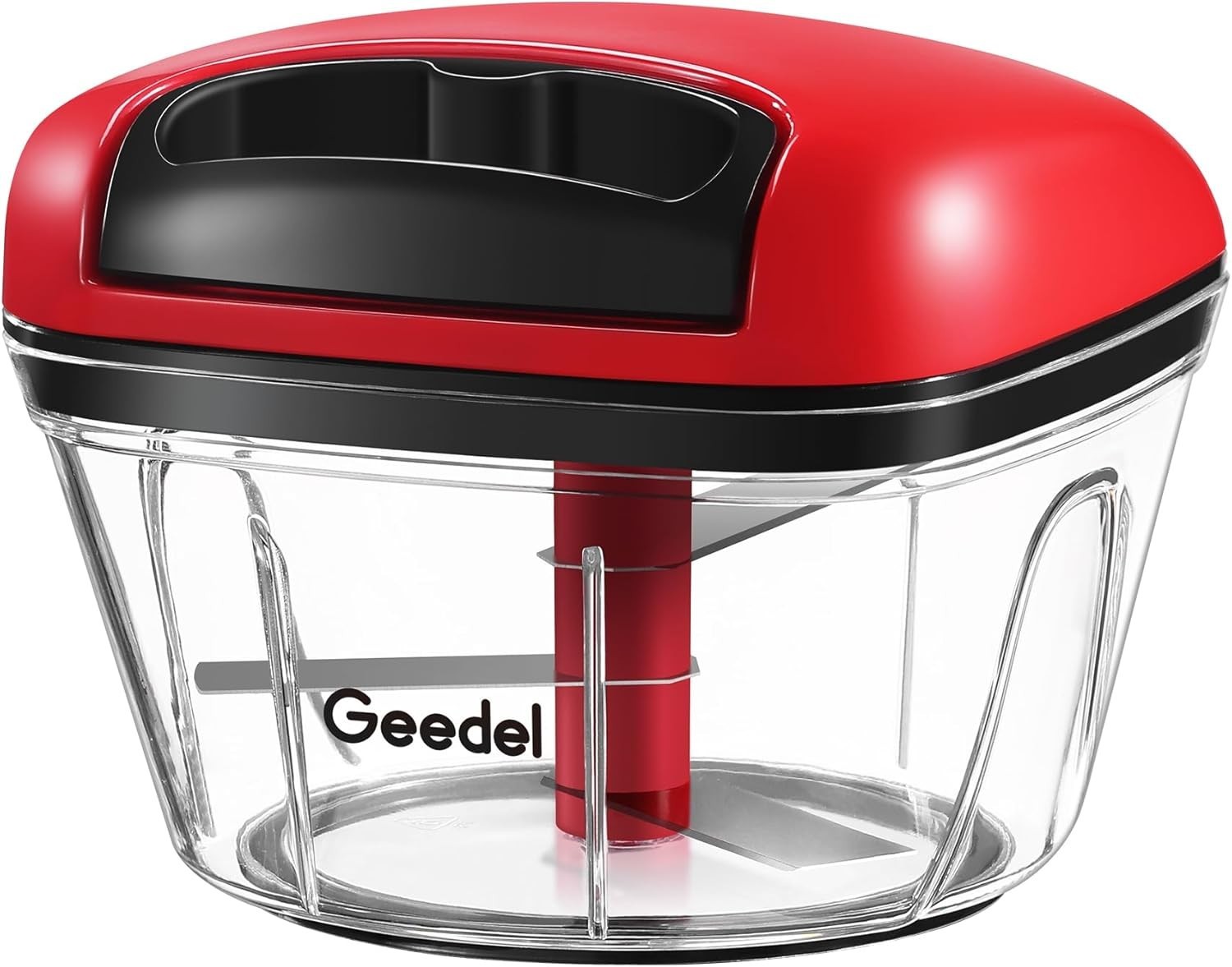 Red Manual Food Chopper, 2 Cup Vegetable & Fruit Cutter, Portable