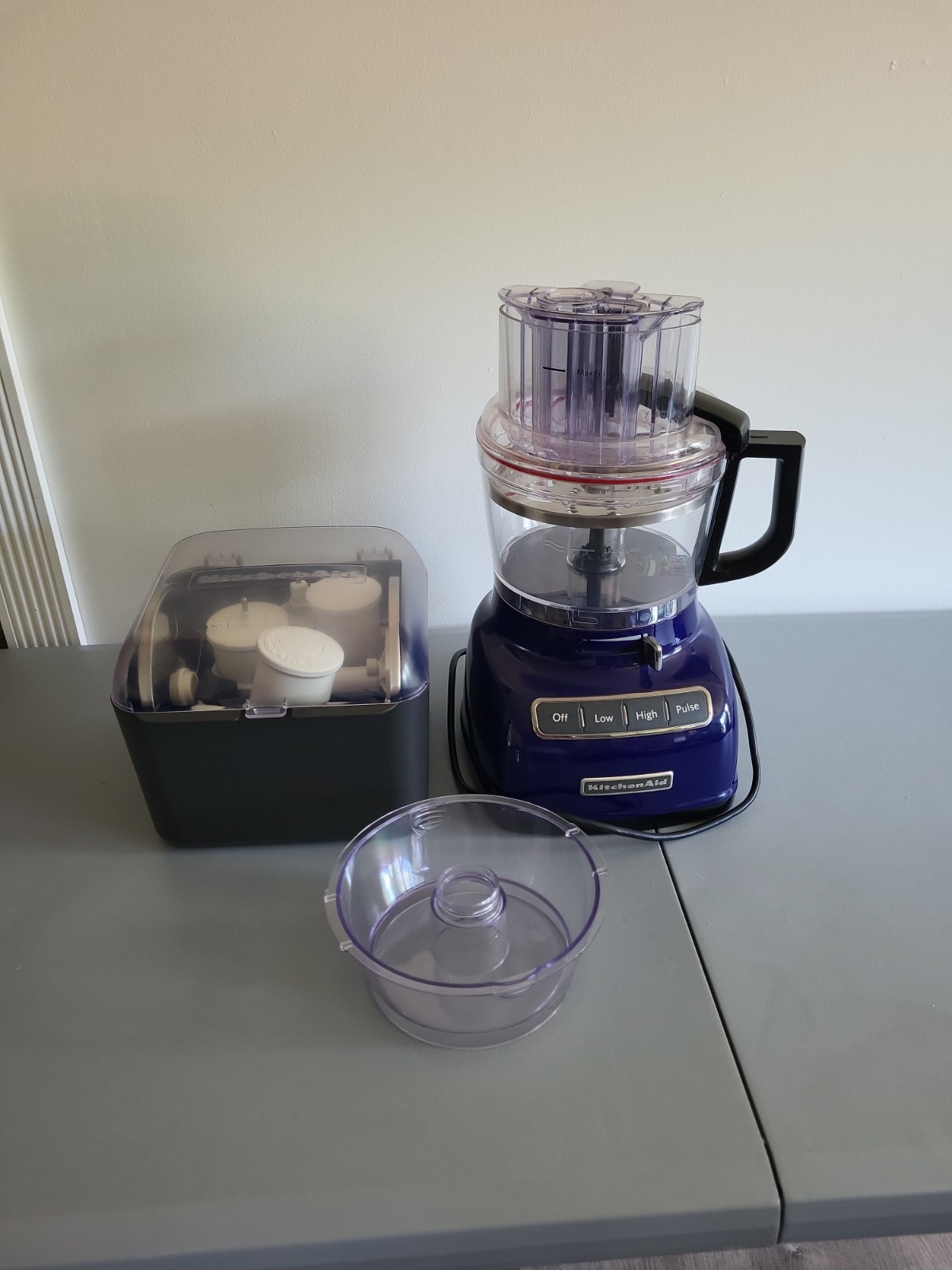 KitchenAid KFP0930BU 9 Cup Food Processor With Accessories Blade Kit-Cobalt Blue