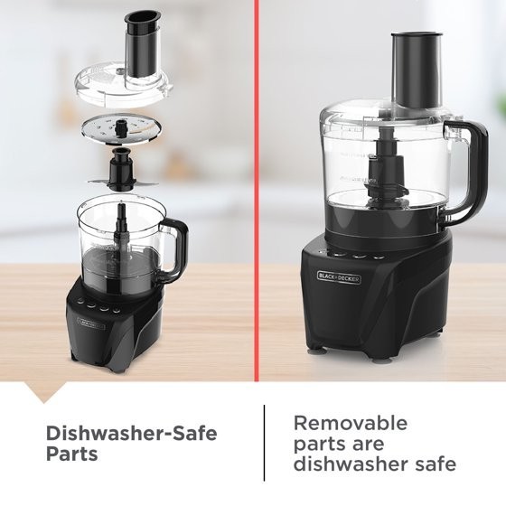 BLACK+DECKER Easy Assembly 8-Cup Food Processor, 850W, 2 Speeds