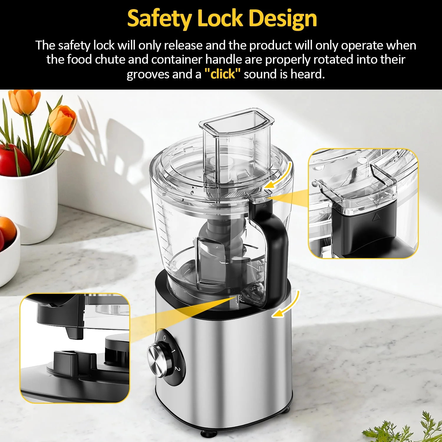 6-in-1 Food Processor, 1000W Motor, 10-Cup BPA-Free Bowl, Multifunctional