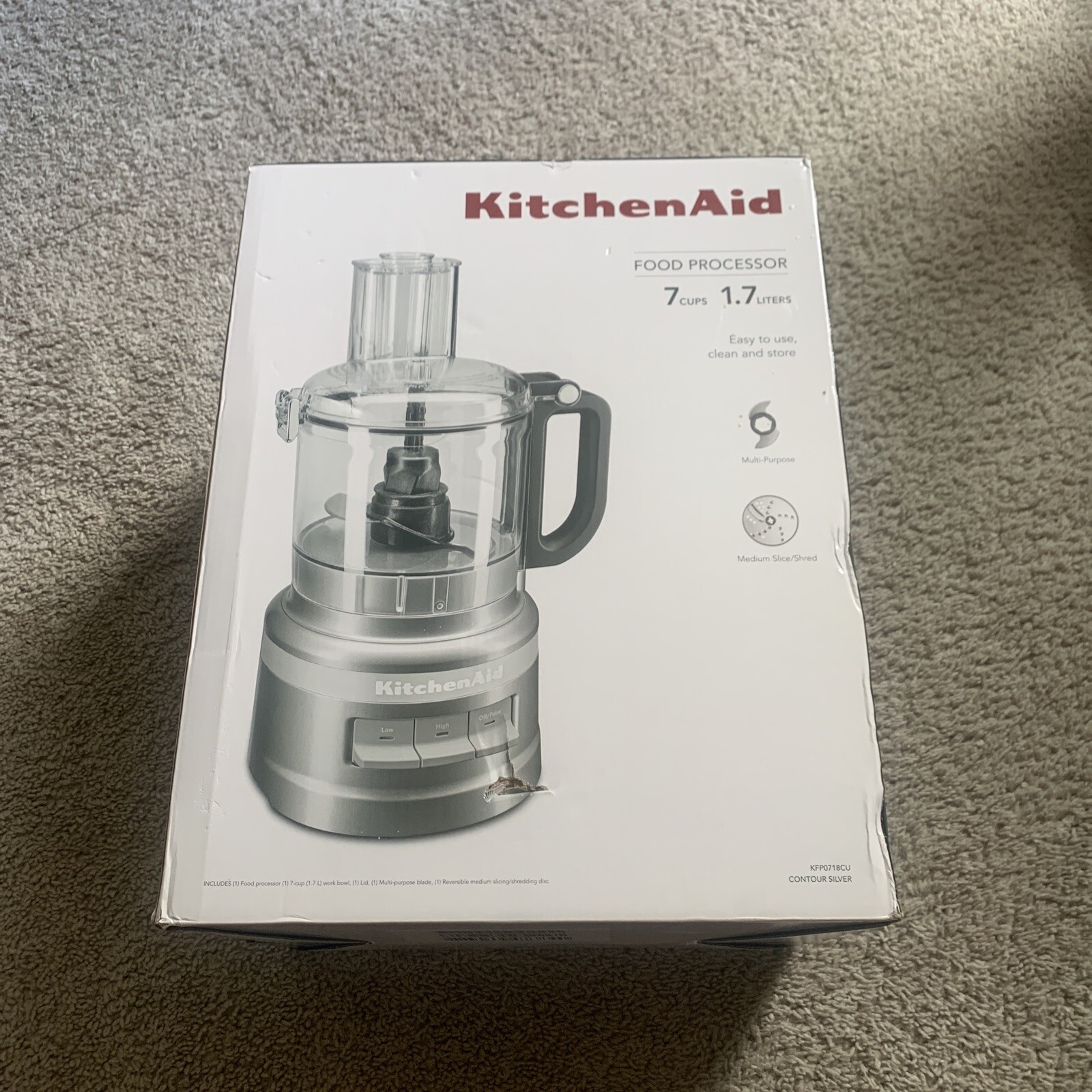 KitchenAid 7 Cup 3 Speed Food Processor – Contour Silver (RKFP0718CU)