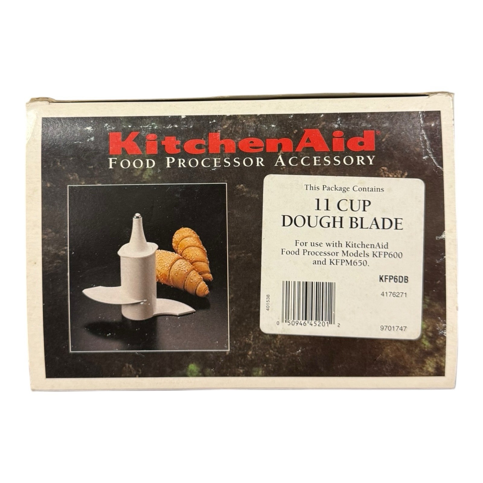 KitchenAid KFP600 KFPM650 11 Cup Dough Blade Replacement Off White New In Box