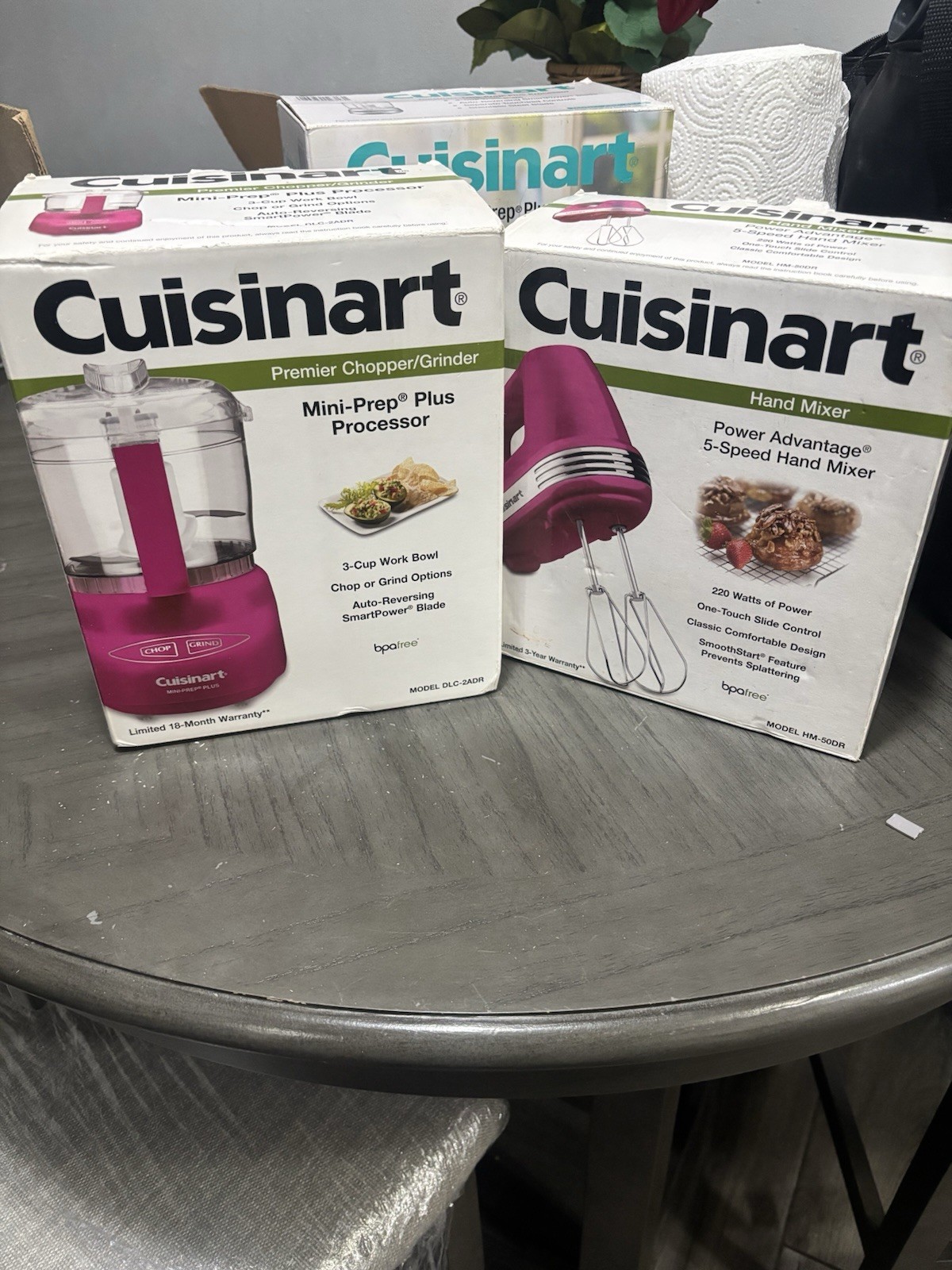 Hot Pink 3 Cup Cuisinart Food Processor & 5 Speed Hand Mixer New In Box