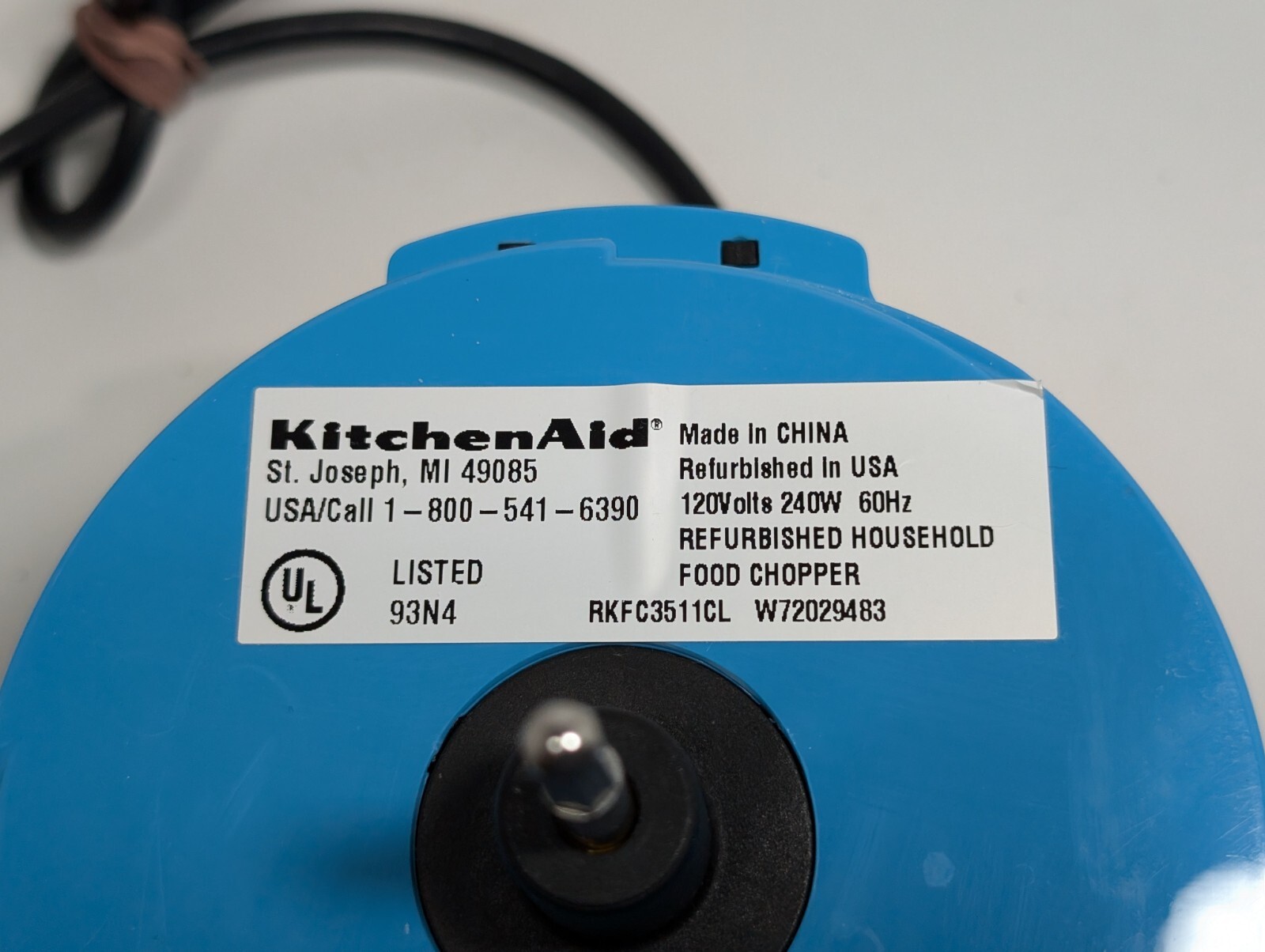 KitchenAid 3.5 Household Cup Food Chopper KFC3522Q Blue Base Only – Works