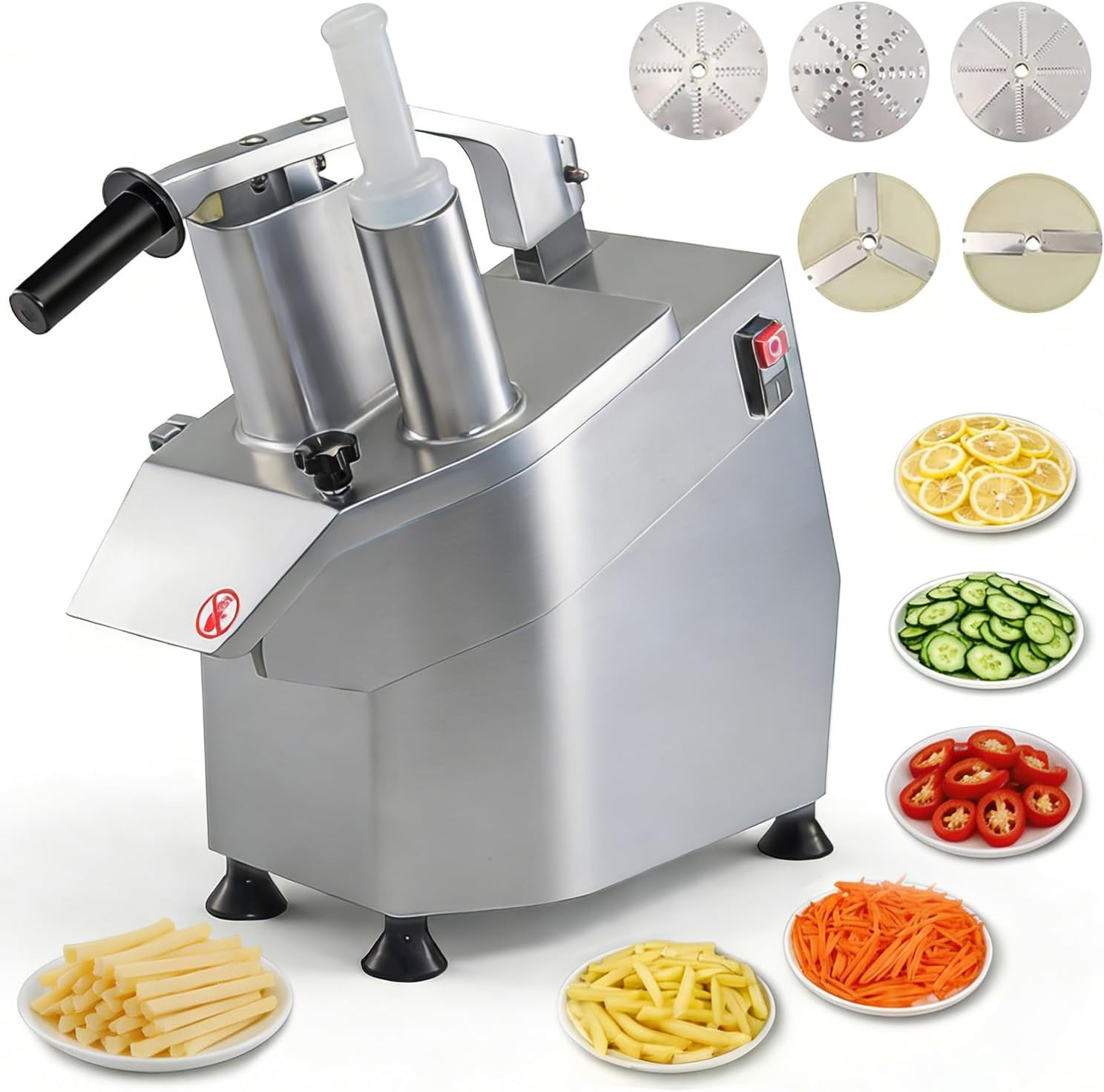 Commercial Food Processor 550W, 2 Feeding Holes Electric Vegetable Slicer Shredd