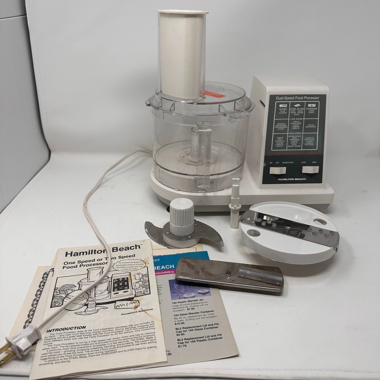 Hamilton Beach 2 Speed Food Processor Model 702W Made in USA Vintage