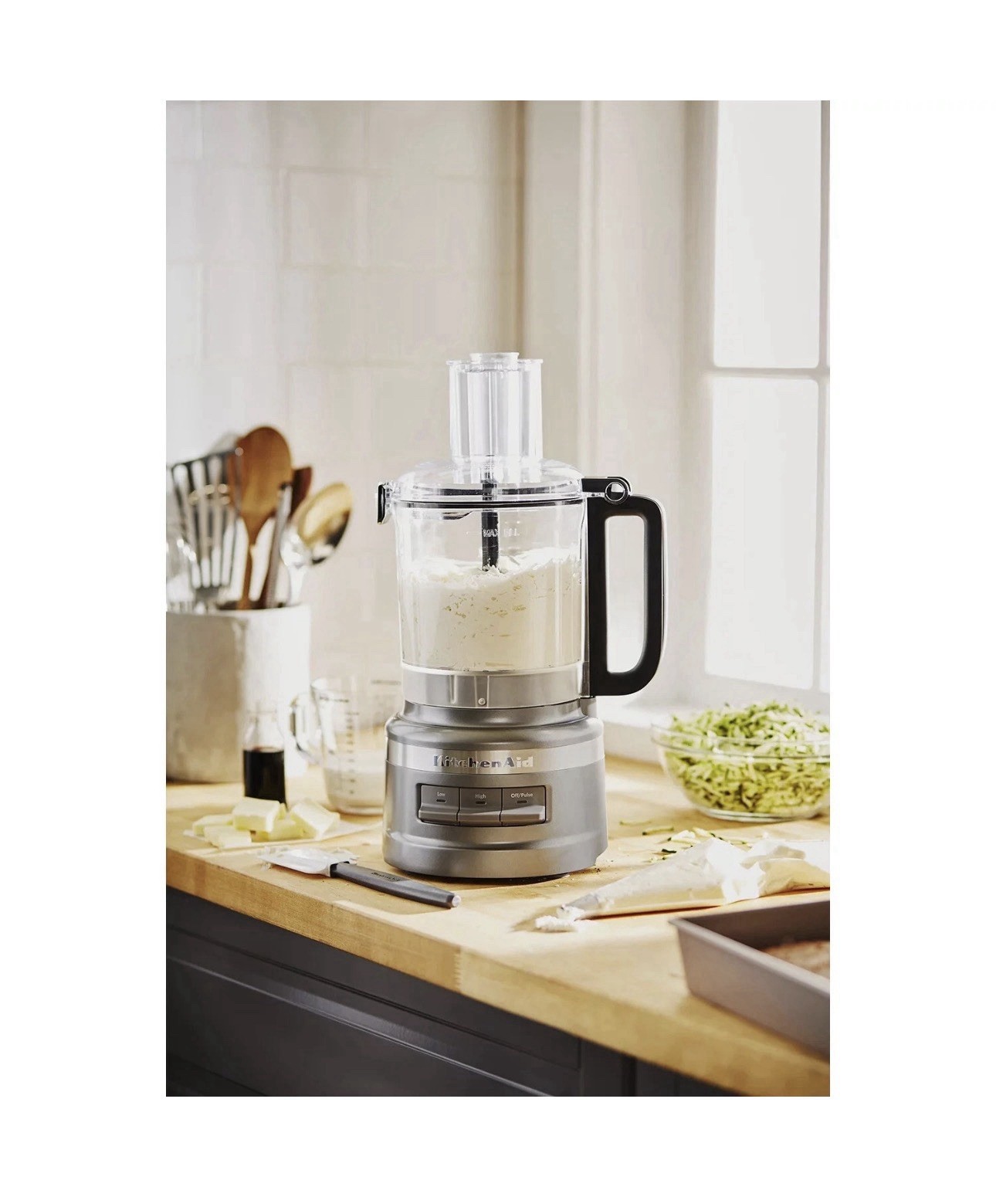New!! KITCHENAID 9 CUP PLUS FOOD PROCESSOR, CONTOUR SILVER KFP0919 New In Box