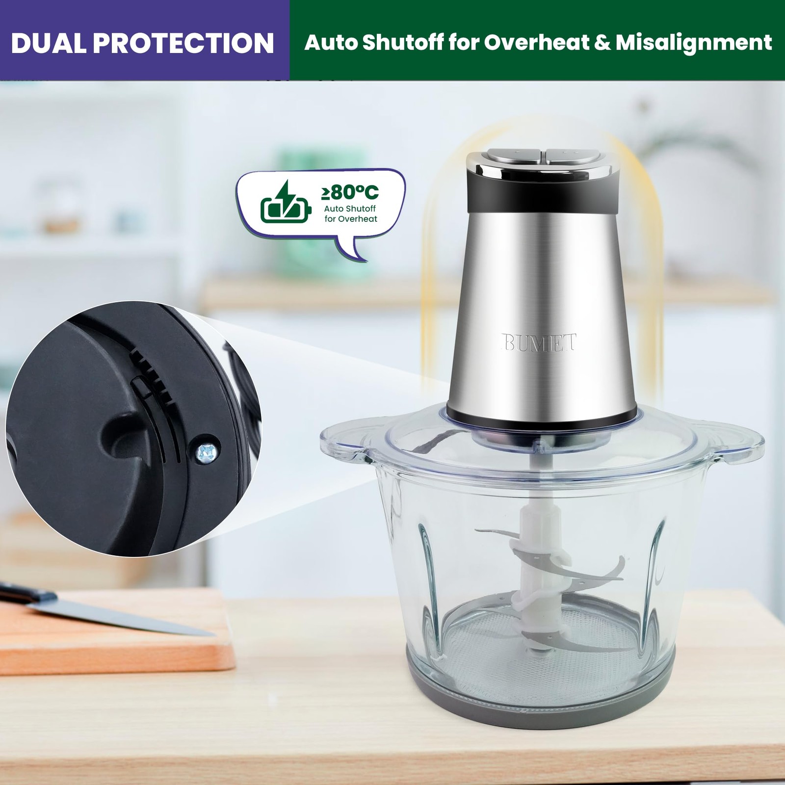 800W Electric Food Processor 2x12Cup 6Blade Chopper Meat Veggies Pet Food