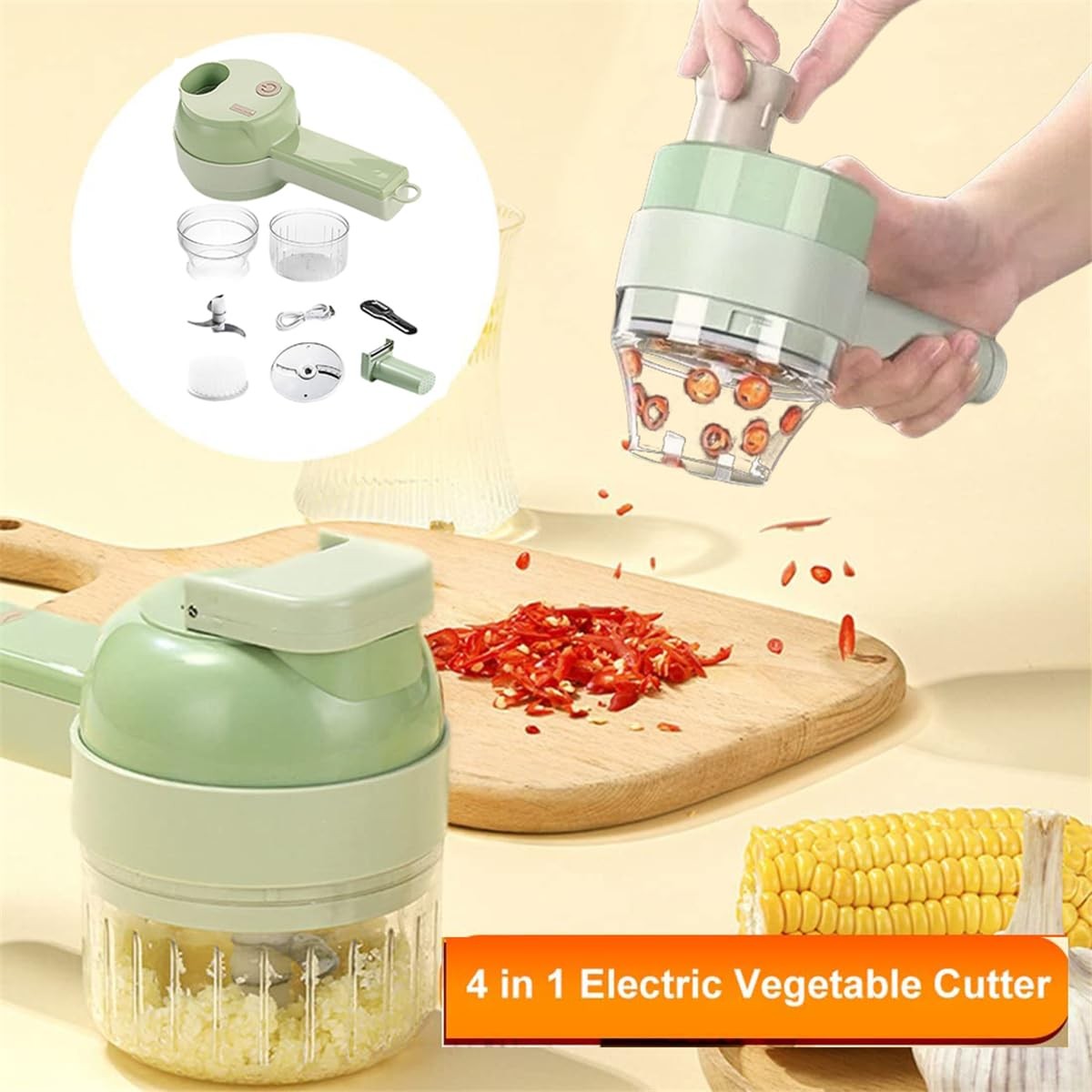 4 in 1 Handheld Electric Vegetable Cutter Set, Multifunctional Mini Electric …