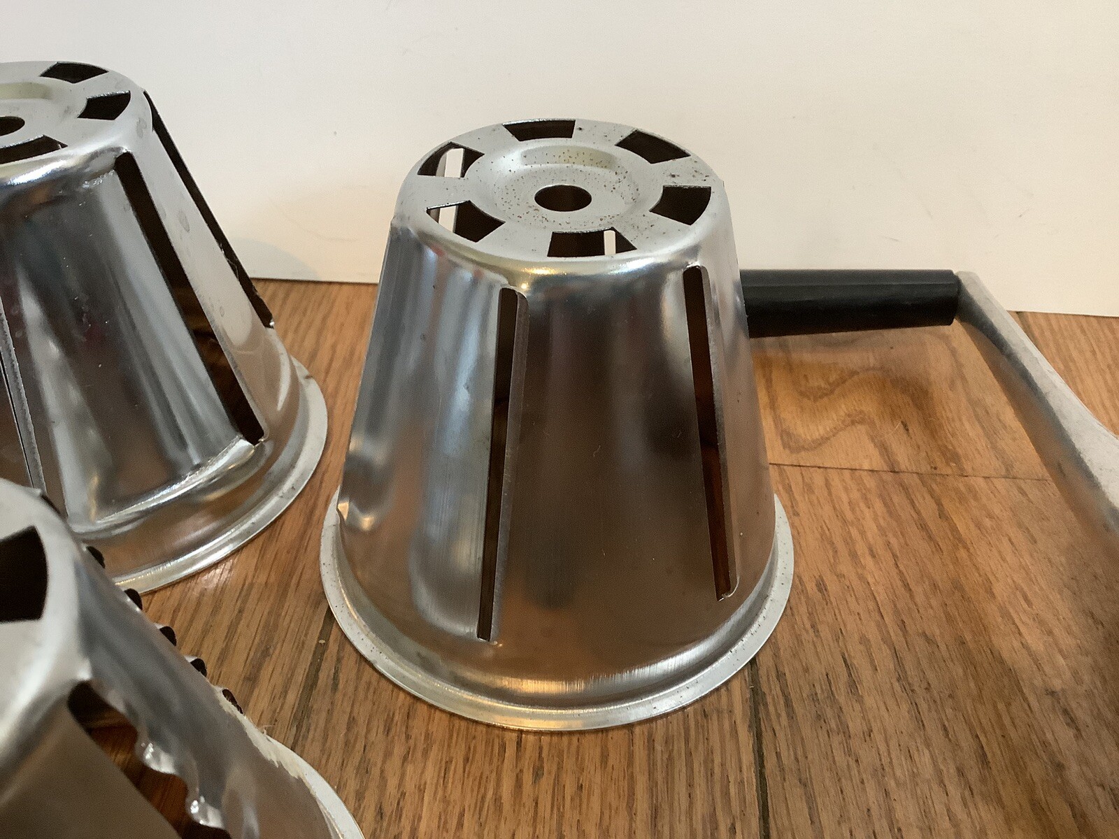 Vintage Manual Food Processor Machine 5 Cones Blades Stainless No Base