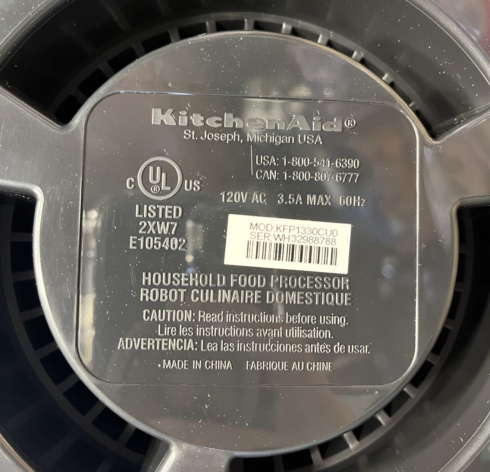 KitchenAid KFP1330CU0 13-cup Food Processor – Slate Gray GREAT CONDITION!