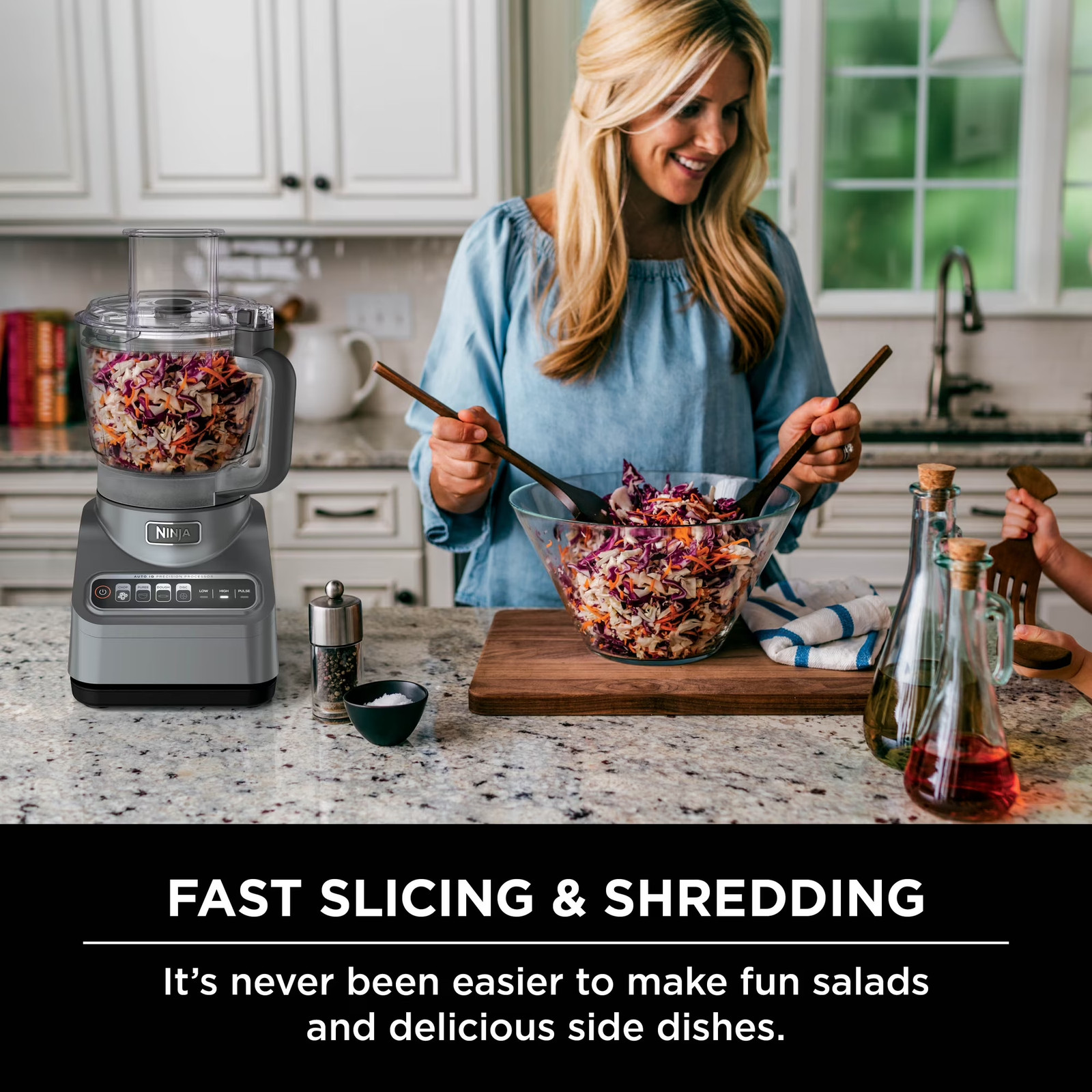 Ninja BN601 9-Cup Food Processor 1000W Auto-iQ Chopper Silver