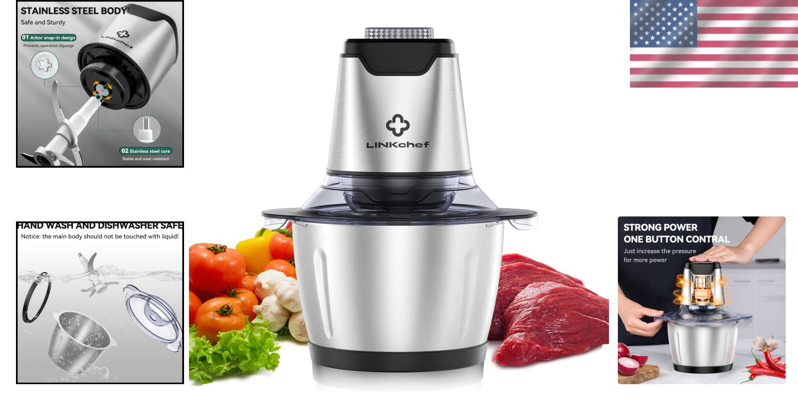 5 Cup Stainless Steel Food Processor – Quick & Versatile Chopper for Home Chefs