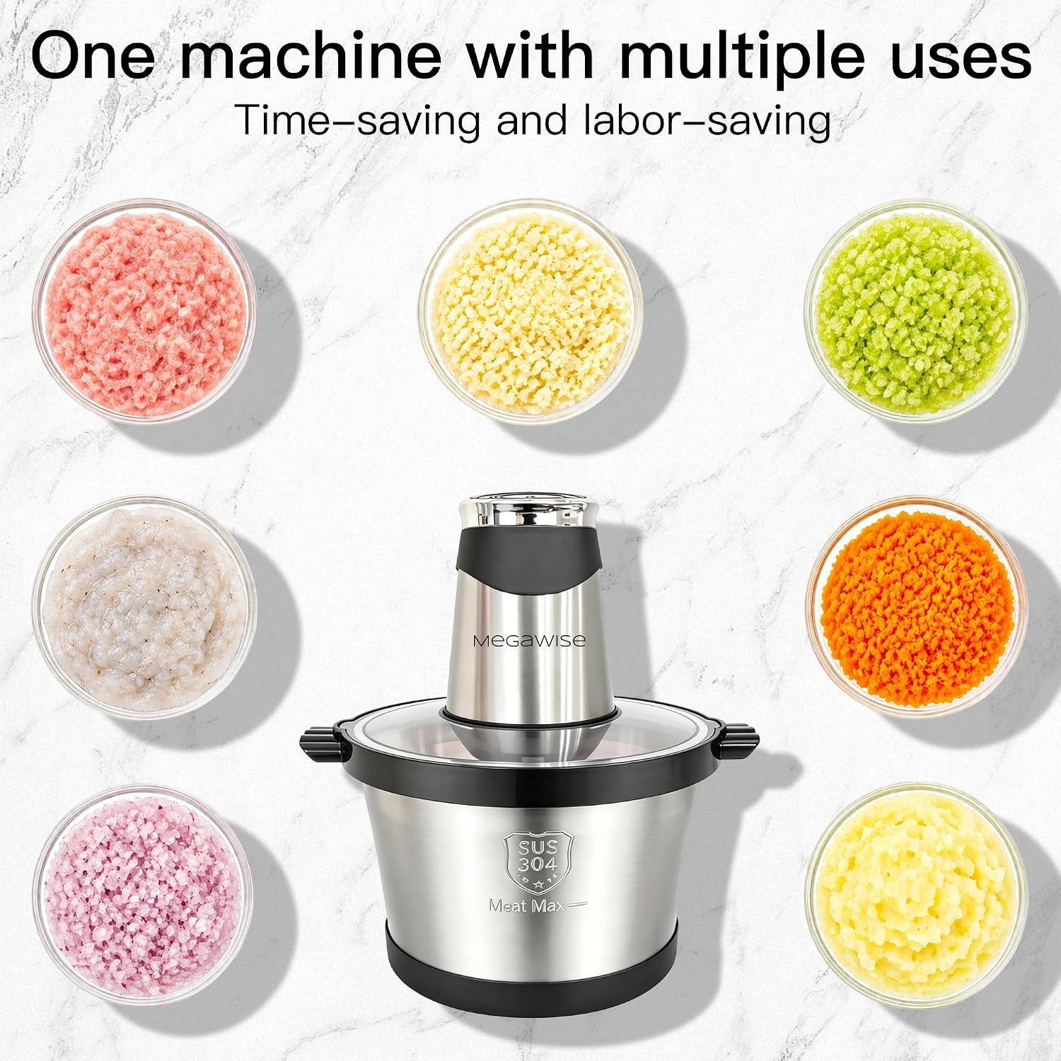 Electric Food Processor, 1000W Meat Grinder & Vegetable Chopper with 6L 304# Sta