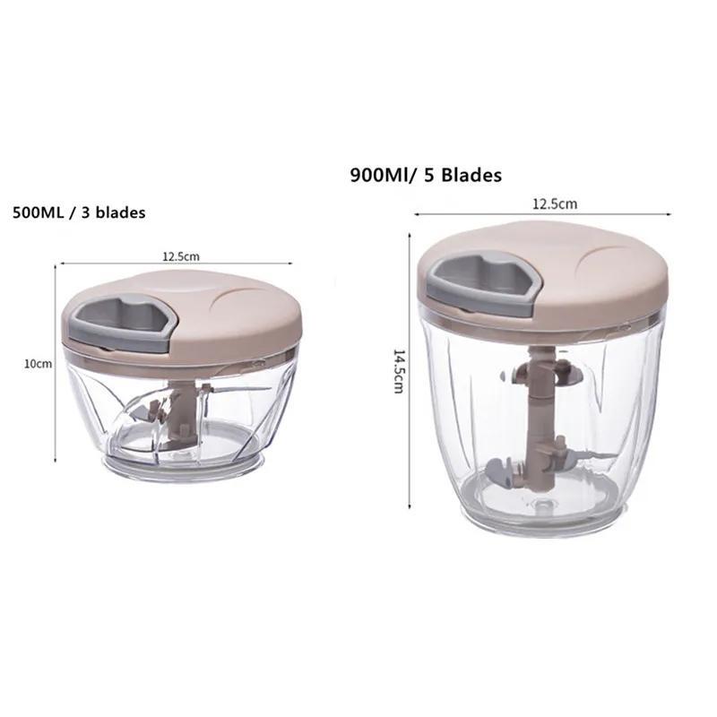 Versatile Kitchen Tool – 500/900ml Manual Mincer & Chopper