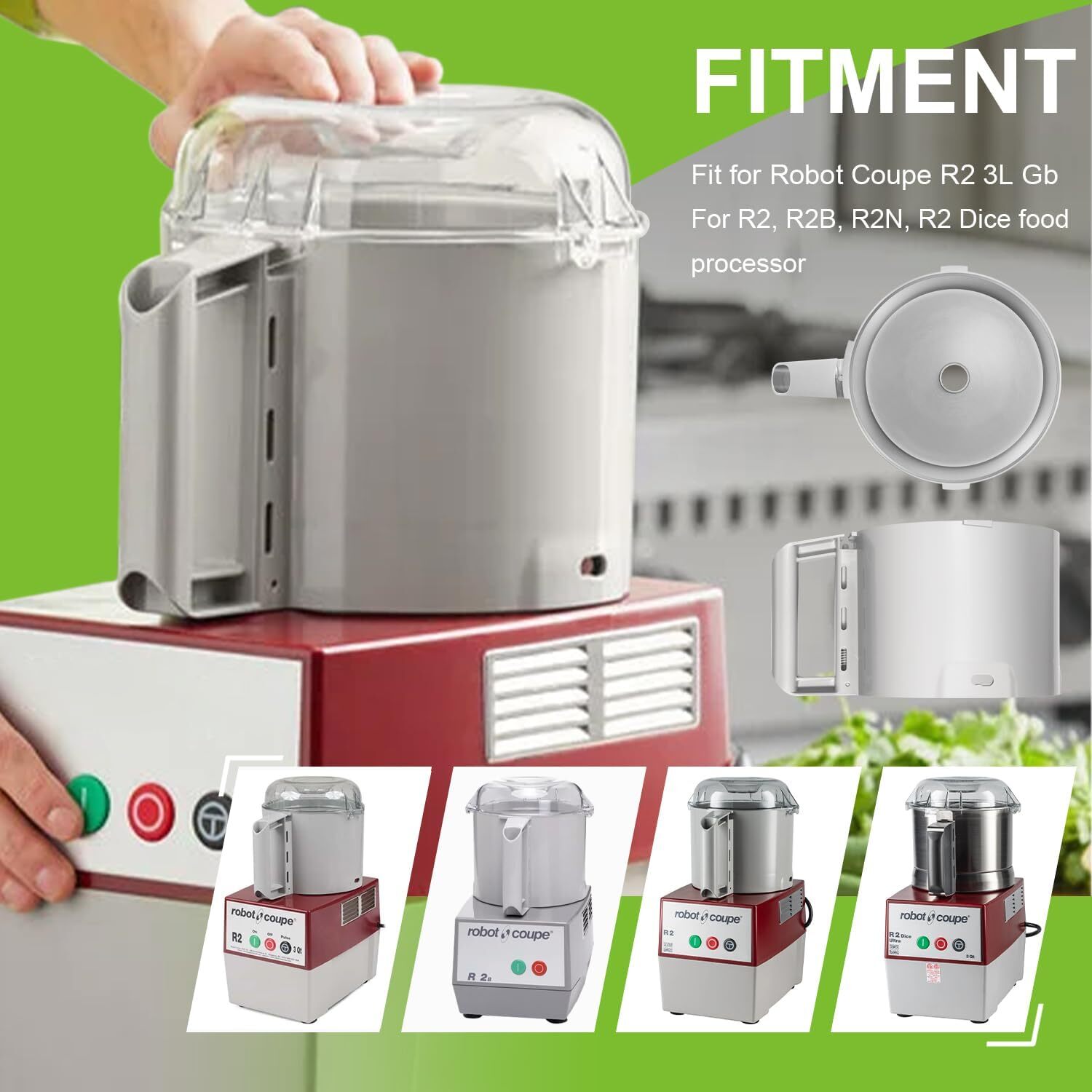 for Robot Coupe 112204 R2 R2N Food Processor Gray Cutter Bowl 3 Quart 112204S