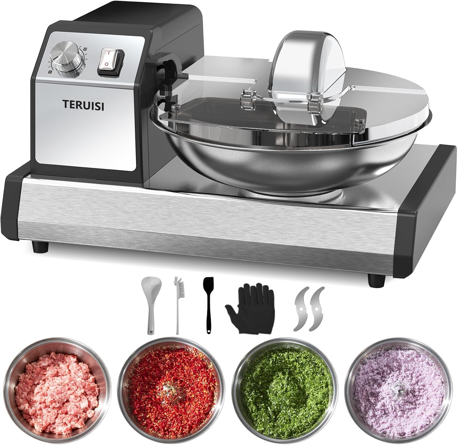 Commercial Food Processor, 250W Heavy Duty Electric Meat Grinders with 1500RPM B