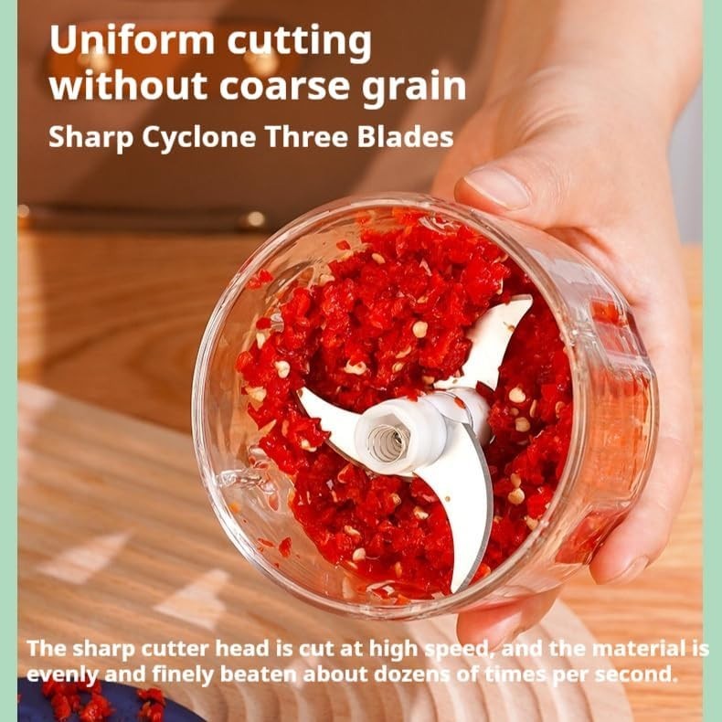 Compact Electric Chopper with Stainless Steel Blades for Effortless Food Prep