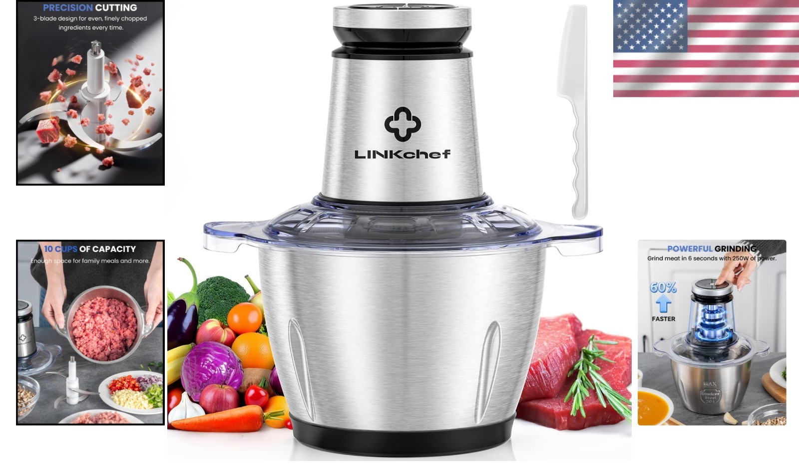 Stainless Steel Kitchen Food Processor