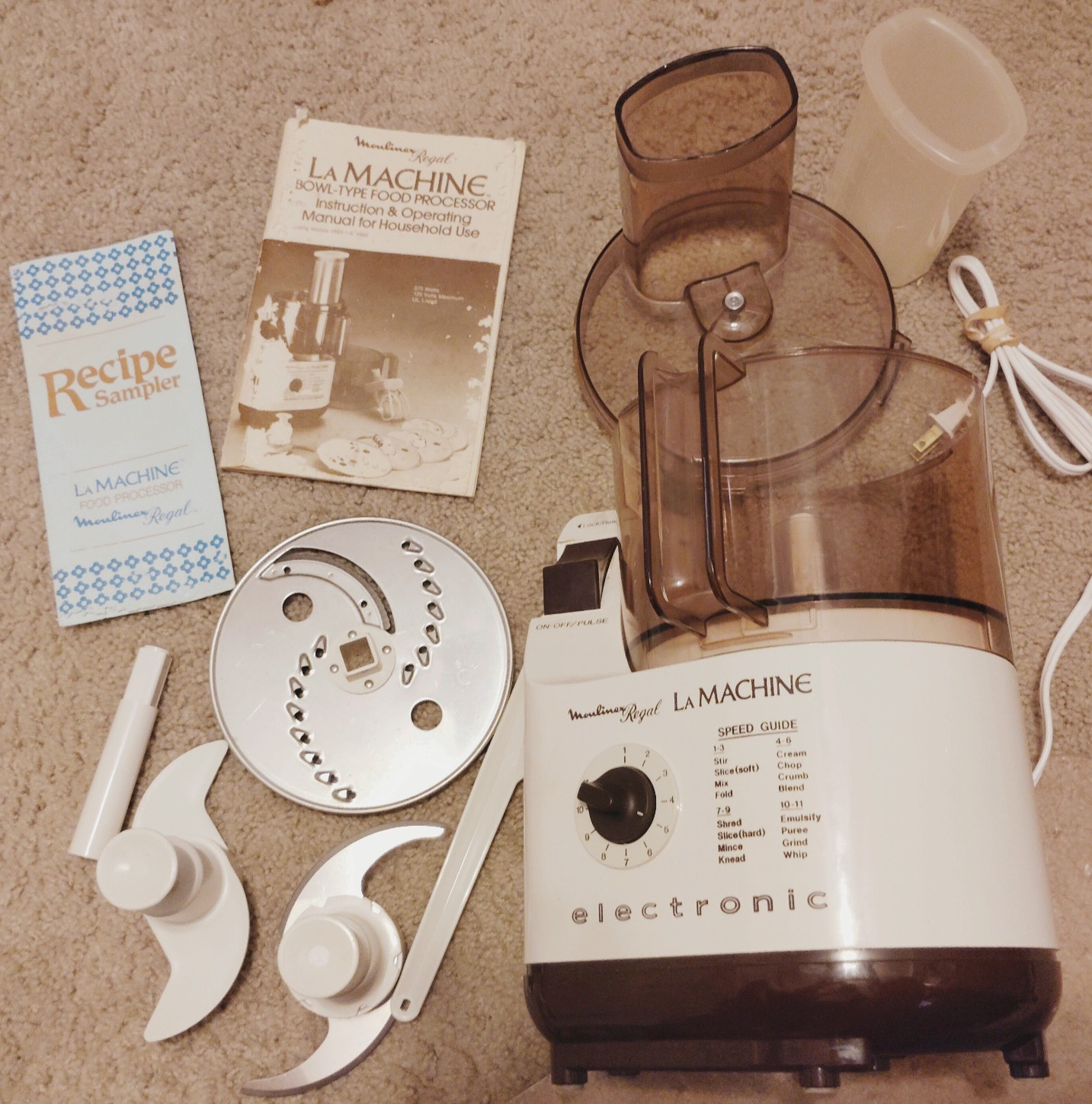 Moulinex La Machine Food Processor LM5 & 3 Blades TESTED Works Great Shape