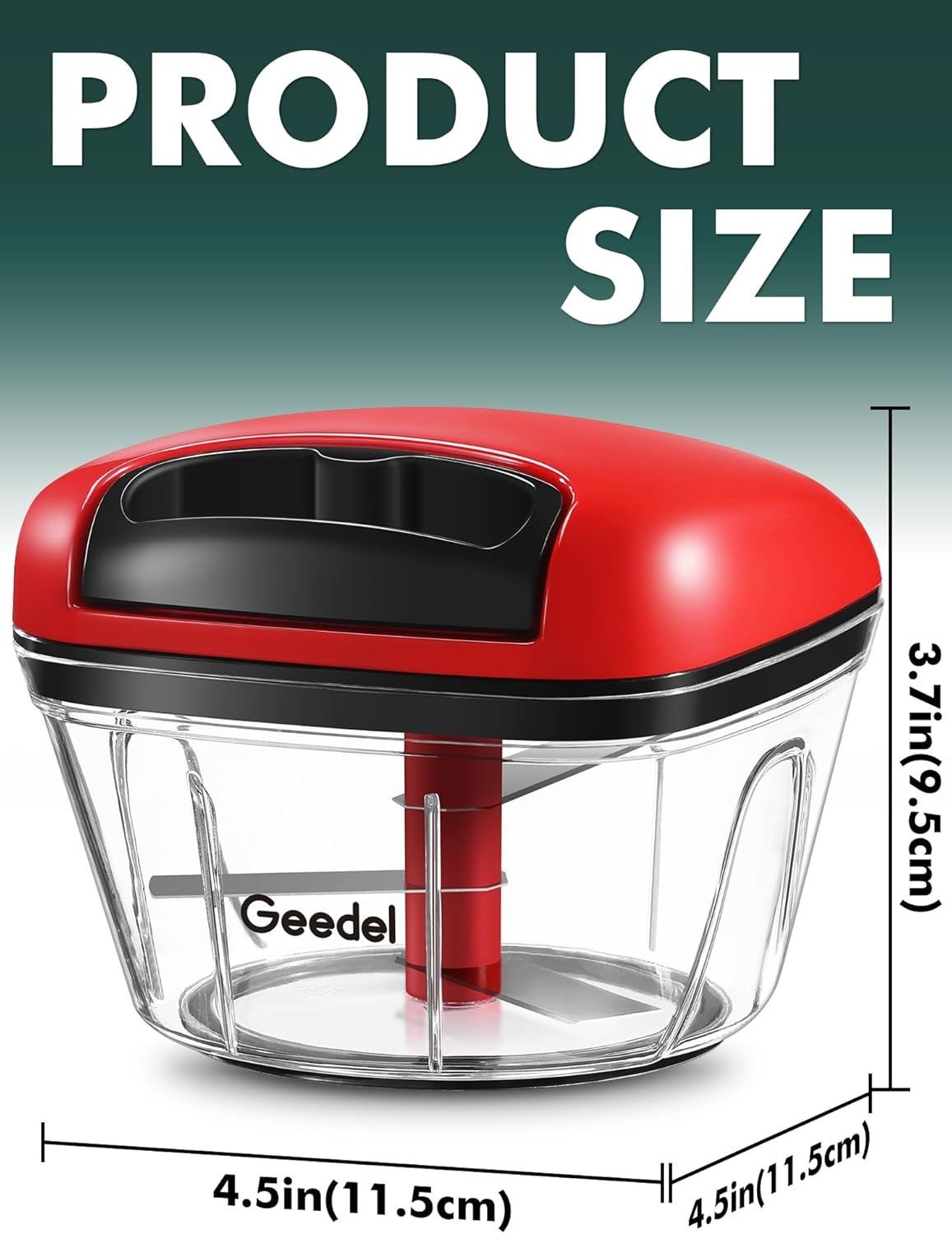 Red Manual Food Chopper, 2 Cup Vegetable & Fruit Cutter, Portable