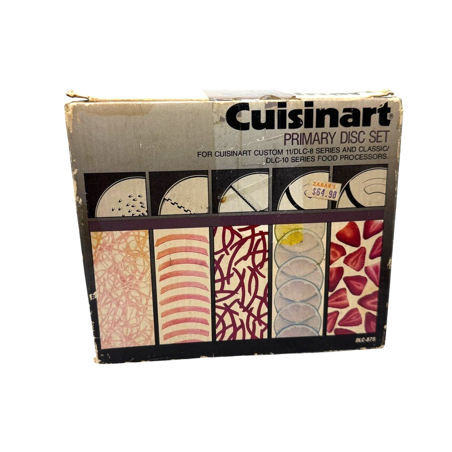 Cuisinart DLC-875 Primary 5 Disc Set DLC-8 DLC-10 Vintage Zabar’s NYC Store Box