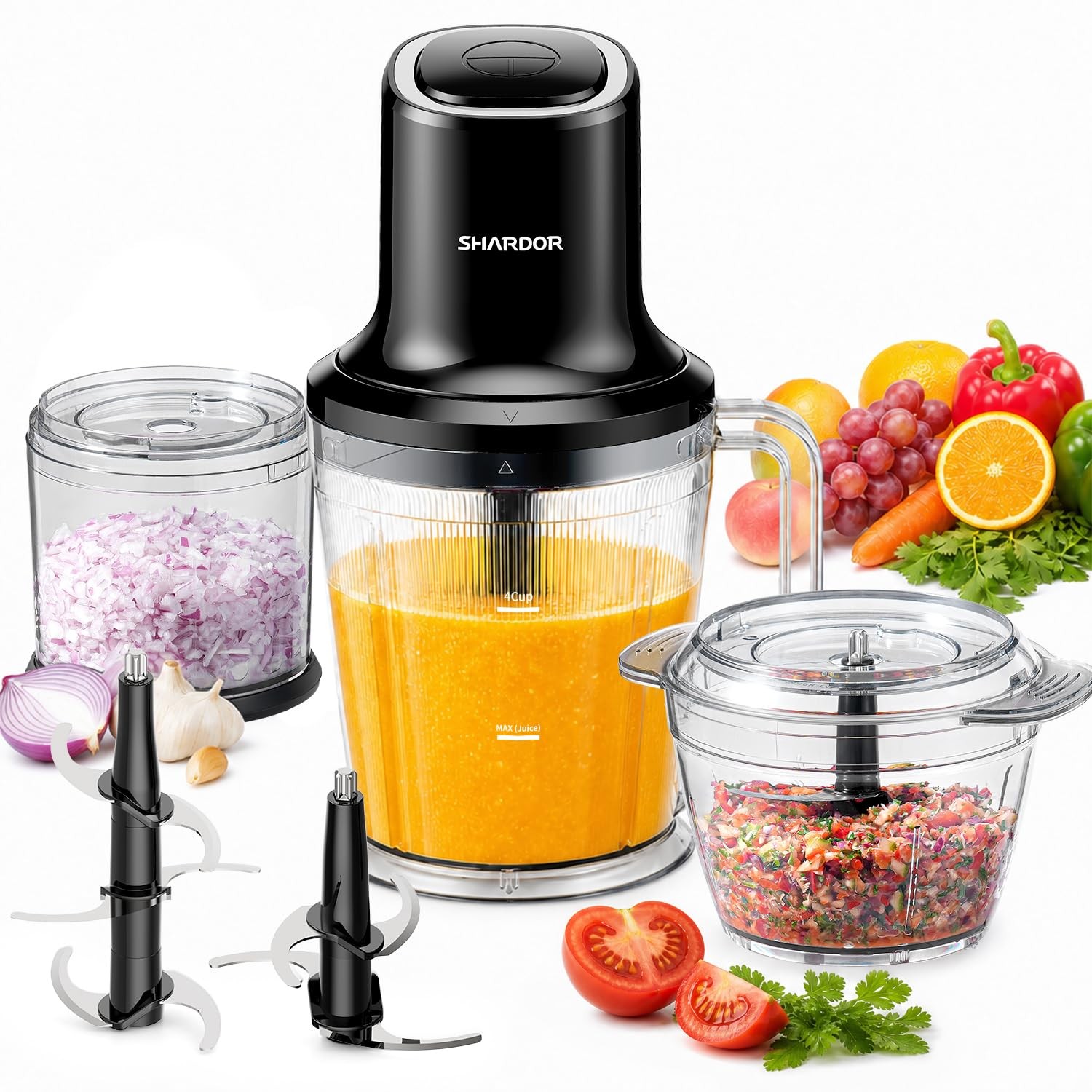 3-in-1 Small Food Processor/Blender, 400W Powerful Food Chopper with 6-Cup Ja…