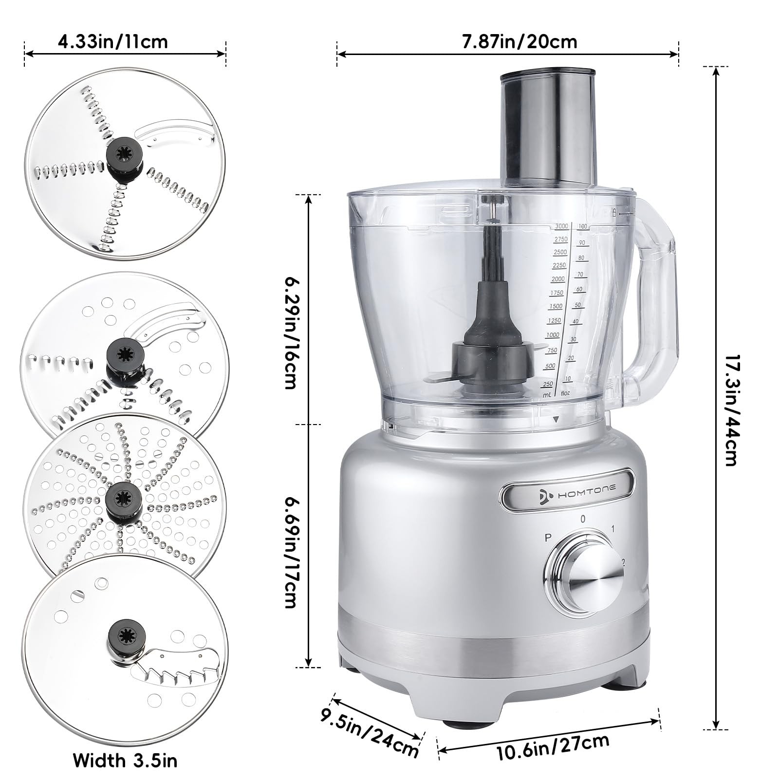 16 Cups Food Processor, Large Food Chopper with French Fry Cutter, 9 Function…