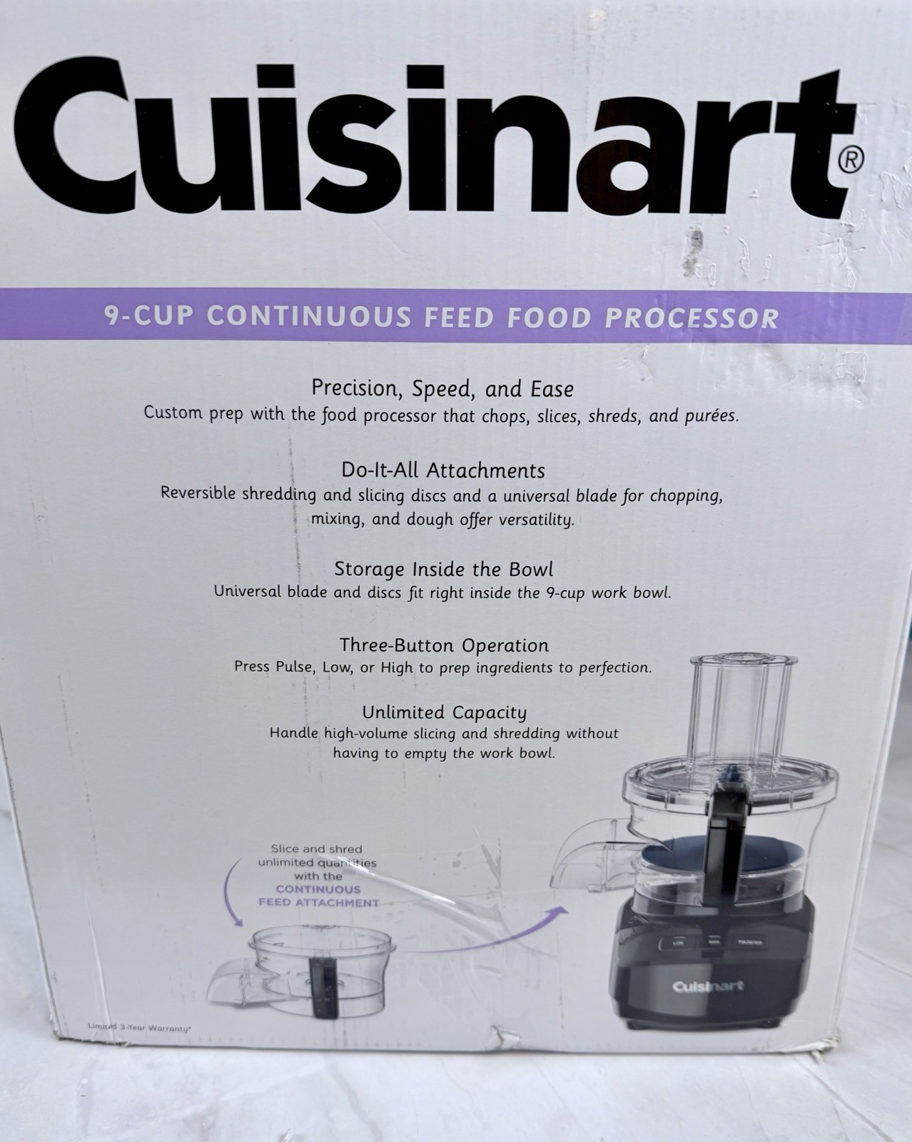 Cuisinart FP-9CFBK 9-Cup Continuous Feed Food Processor 500W Black w/ Blades