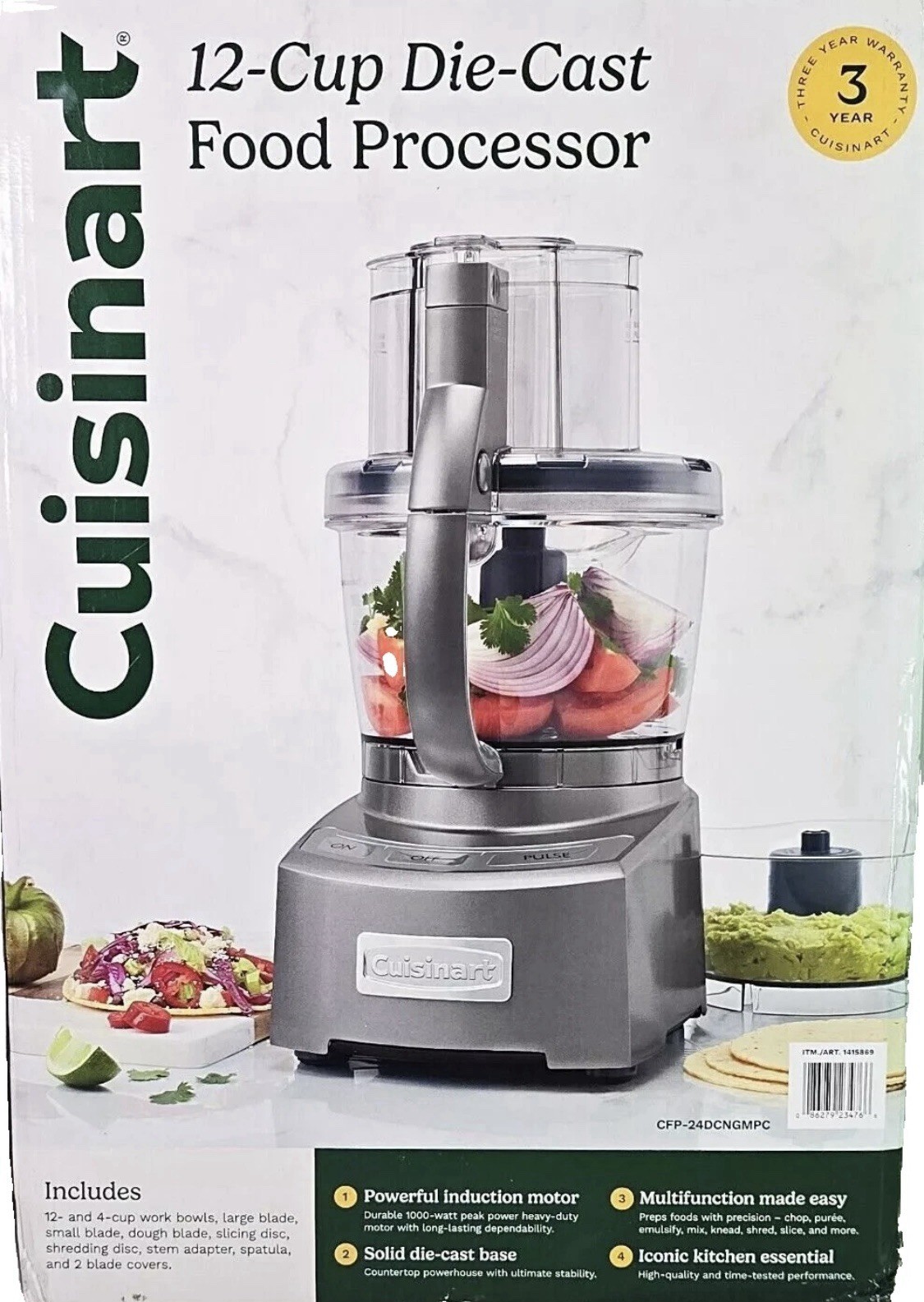 CUISINART 12-CUP DIE-CAST FOOD PROCESSOR CFP-24DCNGMPC – NEW – MSRP $199.99
