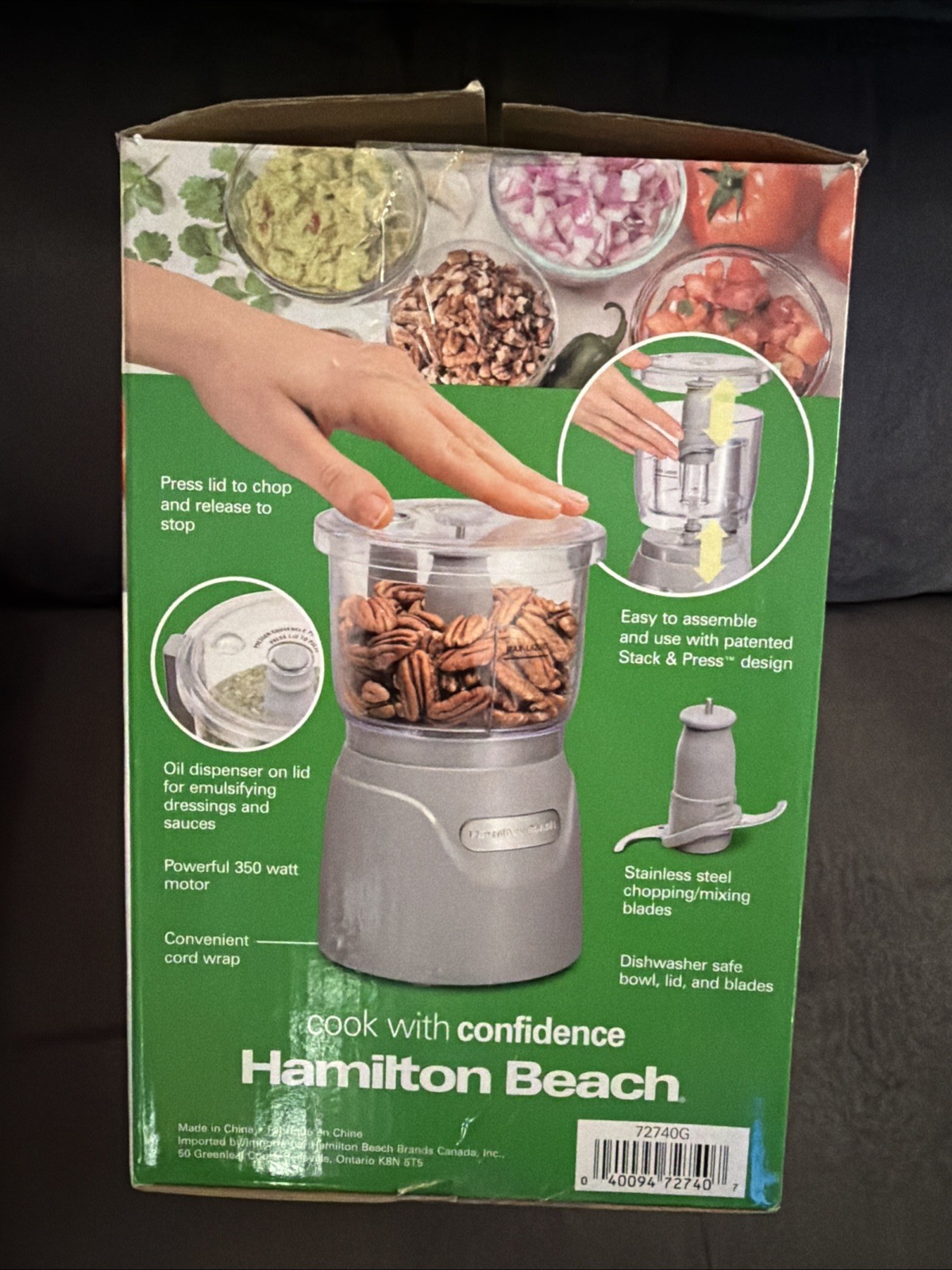 Hamilton Beach 3-Cup Stack & Press Food Chopper – Gray