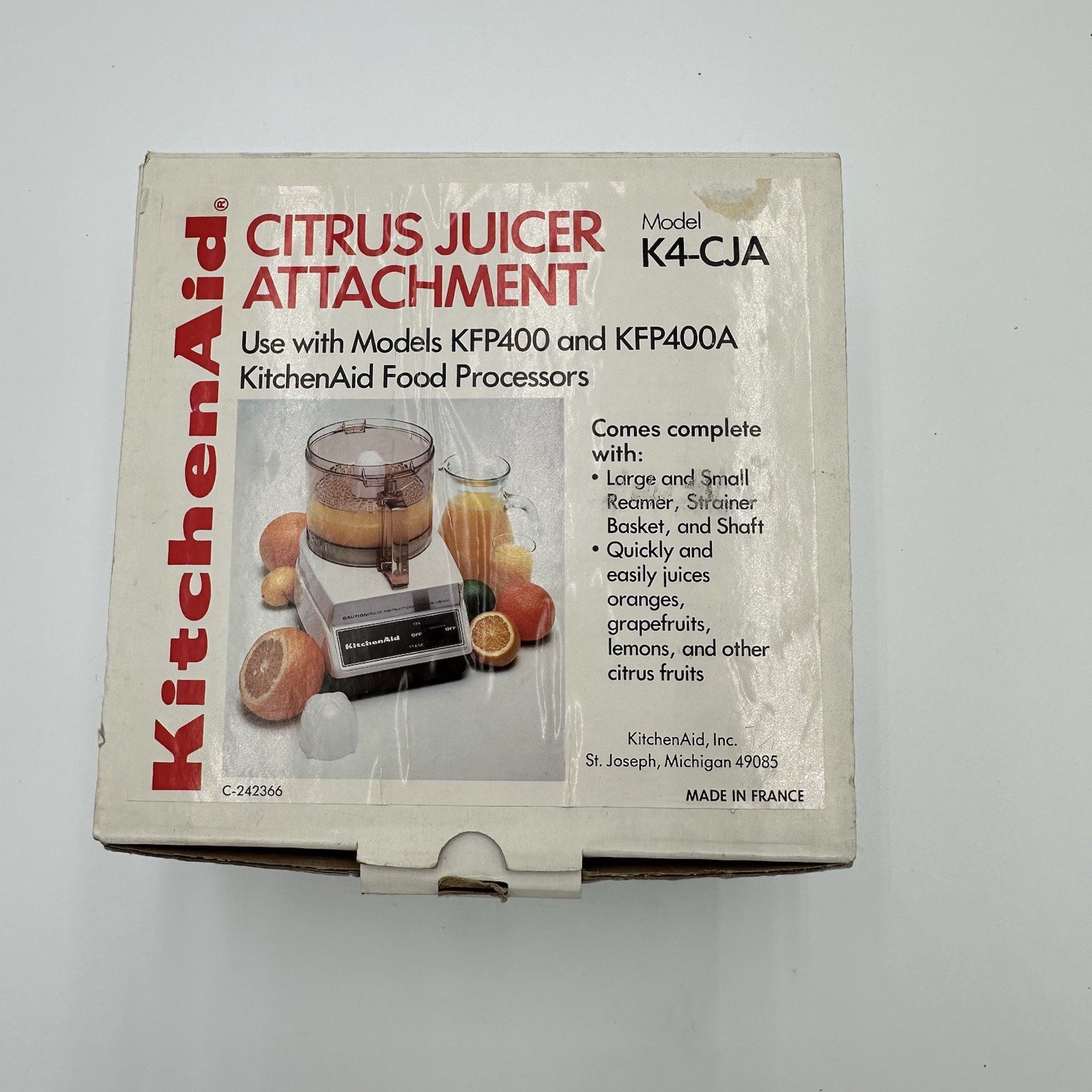 Kitchen Aid Juicer Attachment K4CJA Use With Models KFP400, KFP400A M1 Vintage