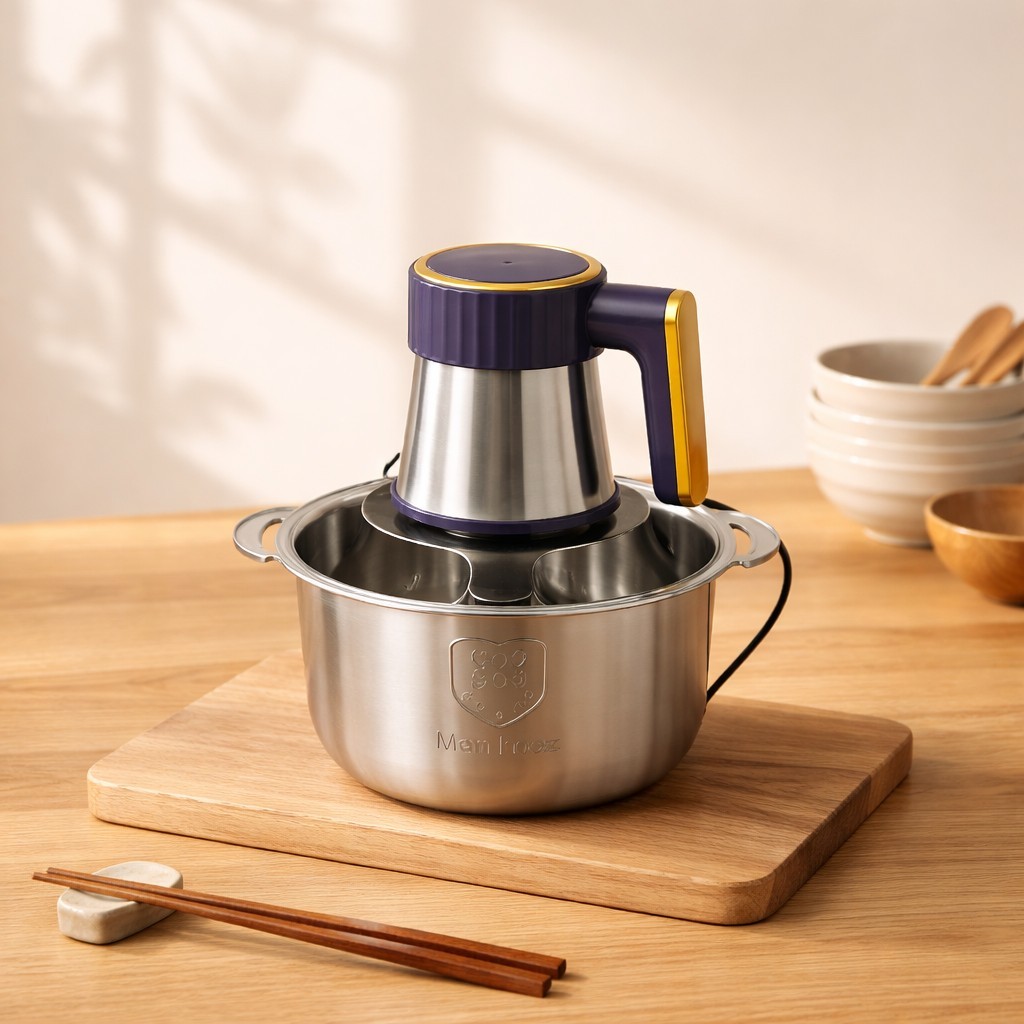 Mam Rose Electric Food Processor Stainless Steel Bowl Blue Handle 5-Blade