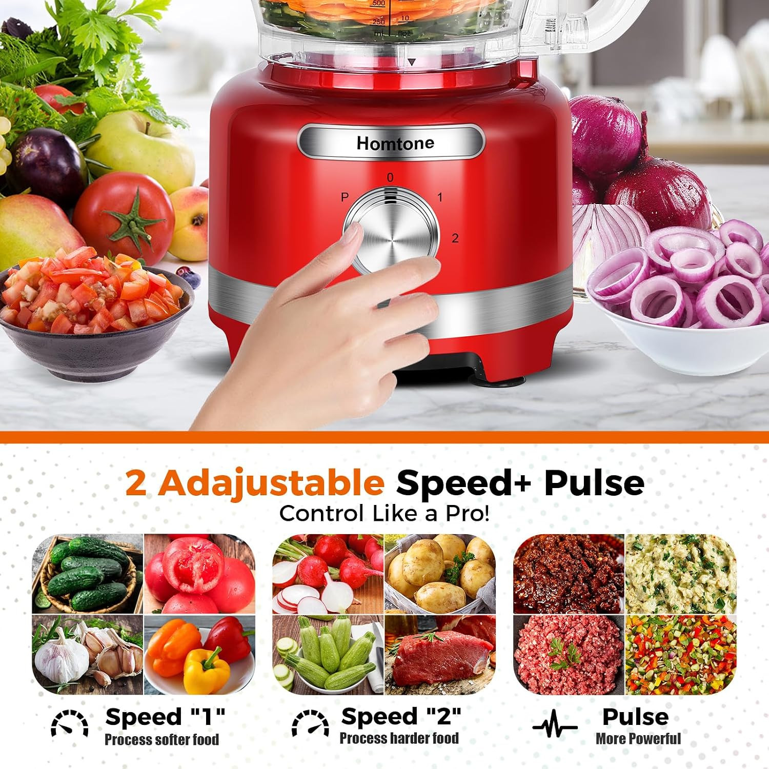 16 Cup Food Processor Large, 9 Functions 3 Speeds for Shredding, Slicing, Making