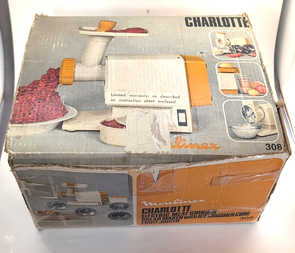 Moulinex Charlotte 308 Juicer Meat Grinder Salad Maker W/ Box & Manual Complete