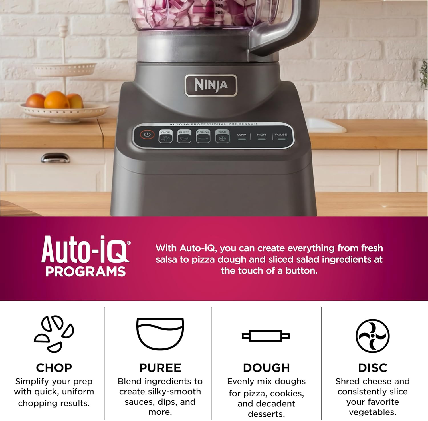 Ninja Food Processor, Professional Plus, 1000 Peak Watts, 4 Functions for Choppi