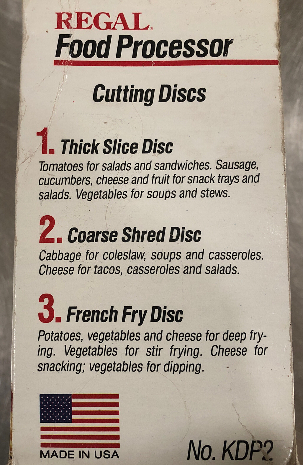 Regal Food Processor Stainless Steel Cutting Discs 3 pack