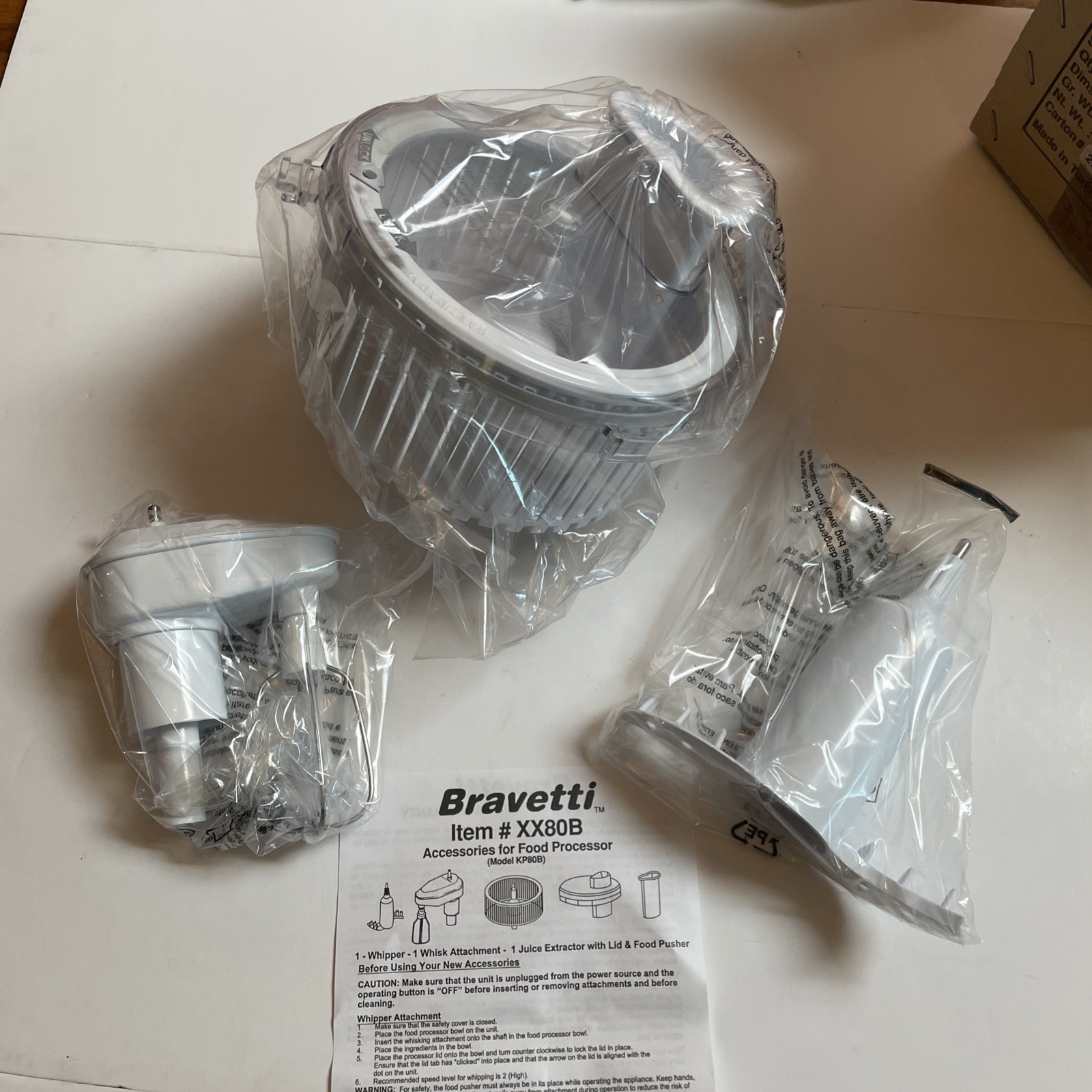 Bravetti Food Processor Accessories For KP80B XX80B Whipper Wisk Juice Extractor