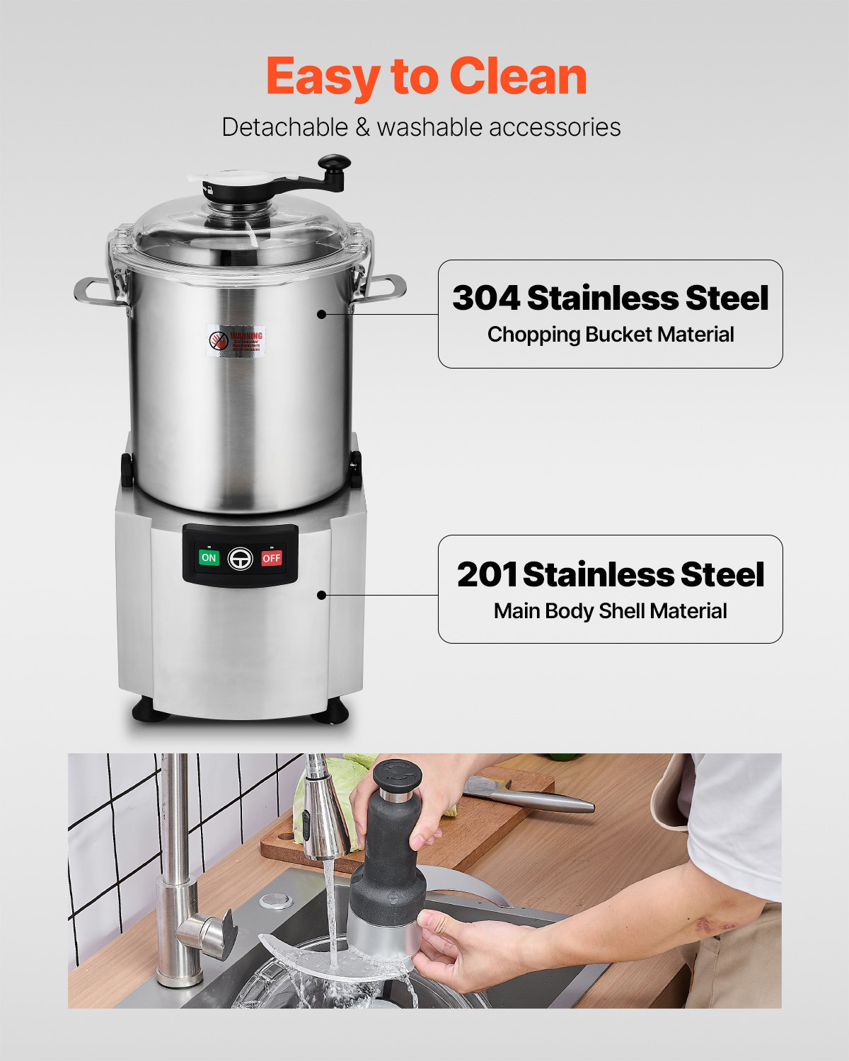 Food Processor Vegetable Chopper 19 Quart Food-Grade Stainless Steel Blender