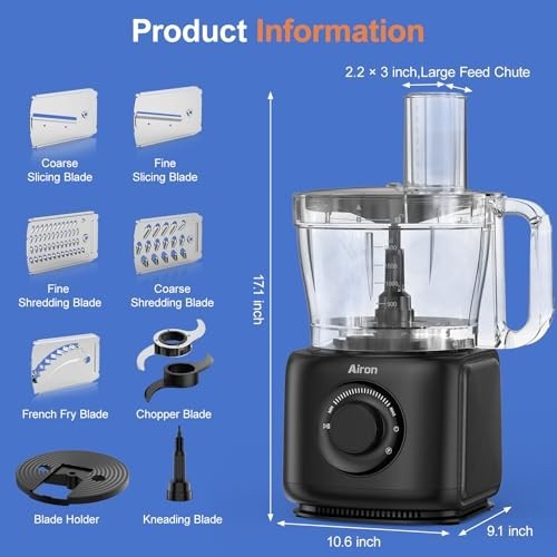 7-in-1 Electric Food Processor 1000W, 14-Cup Chopper, Large Feed Chute, Shred, S