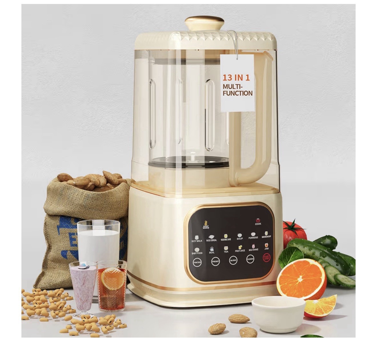 13-in-1 Multifunctional Silent Cooking Blender With Soundproof Shield, Sxmprail