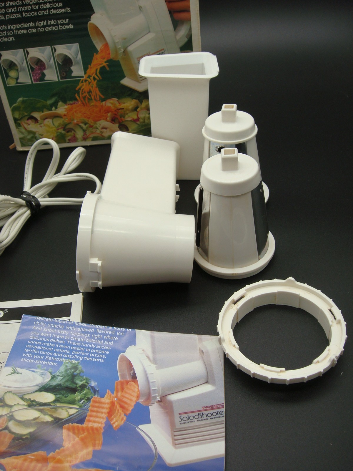 Presto Salad Shooter Electric Slicer Shredder w/ Attachments Box Manual Tested