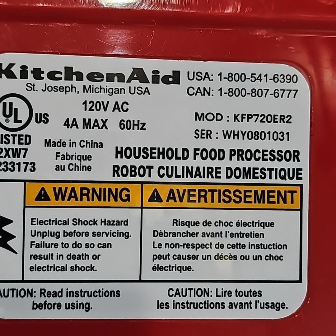Kitchenaid Food Processor Base KFP720 ER2 Red Base Motor Only Tested Works